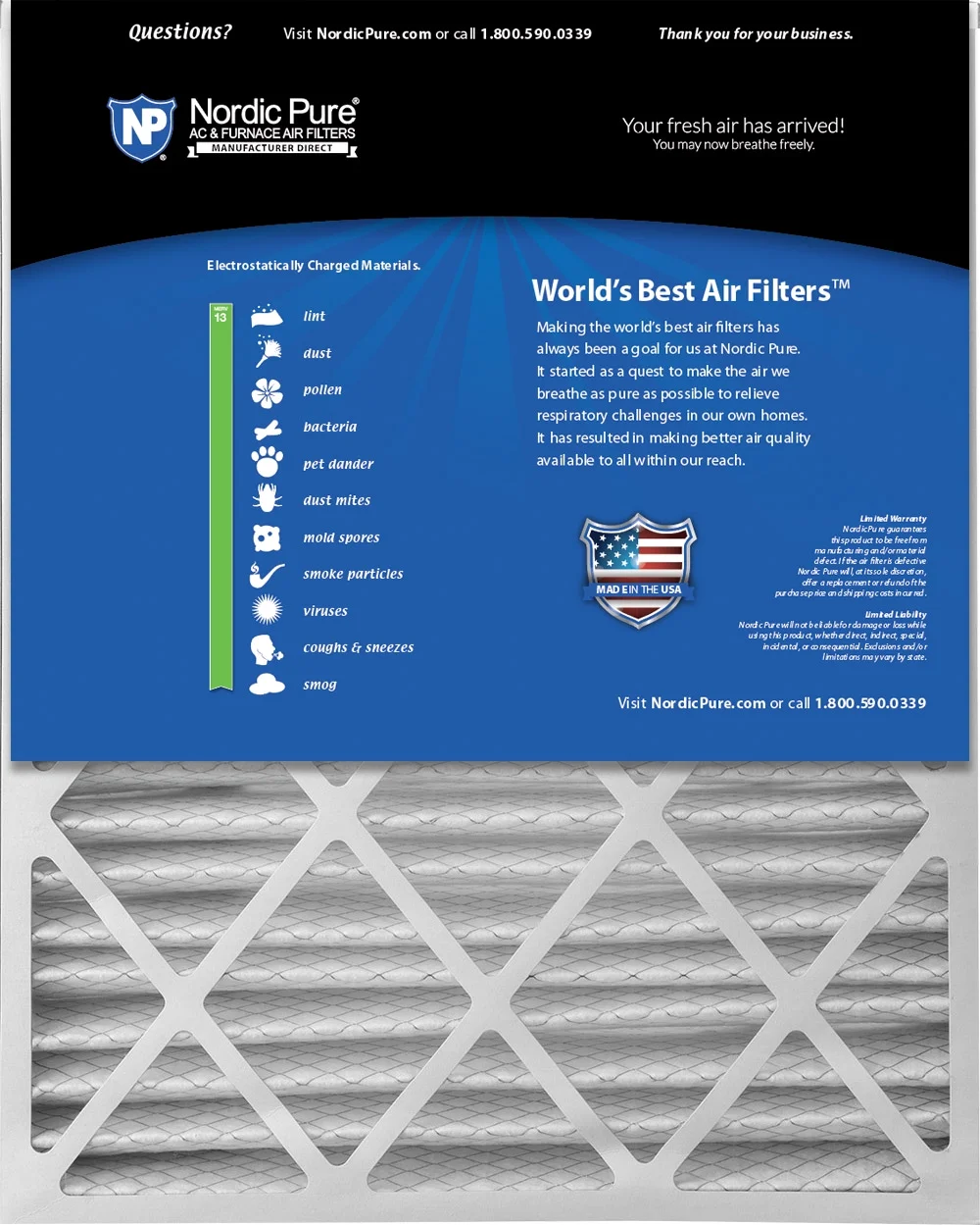 20x25x6 Aprilaire Space-Gard 2200 Replacement Part 201 MERV 13 Air Filter 1 Pack