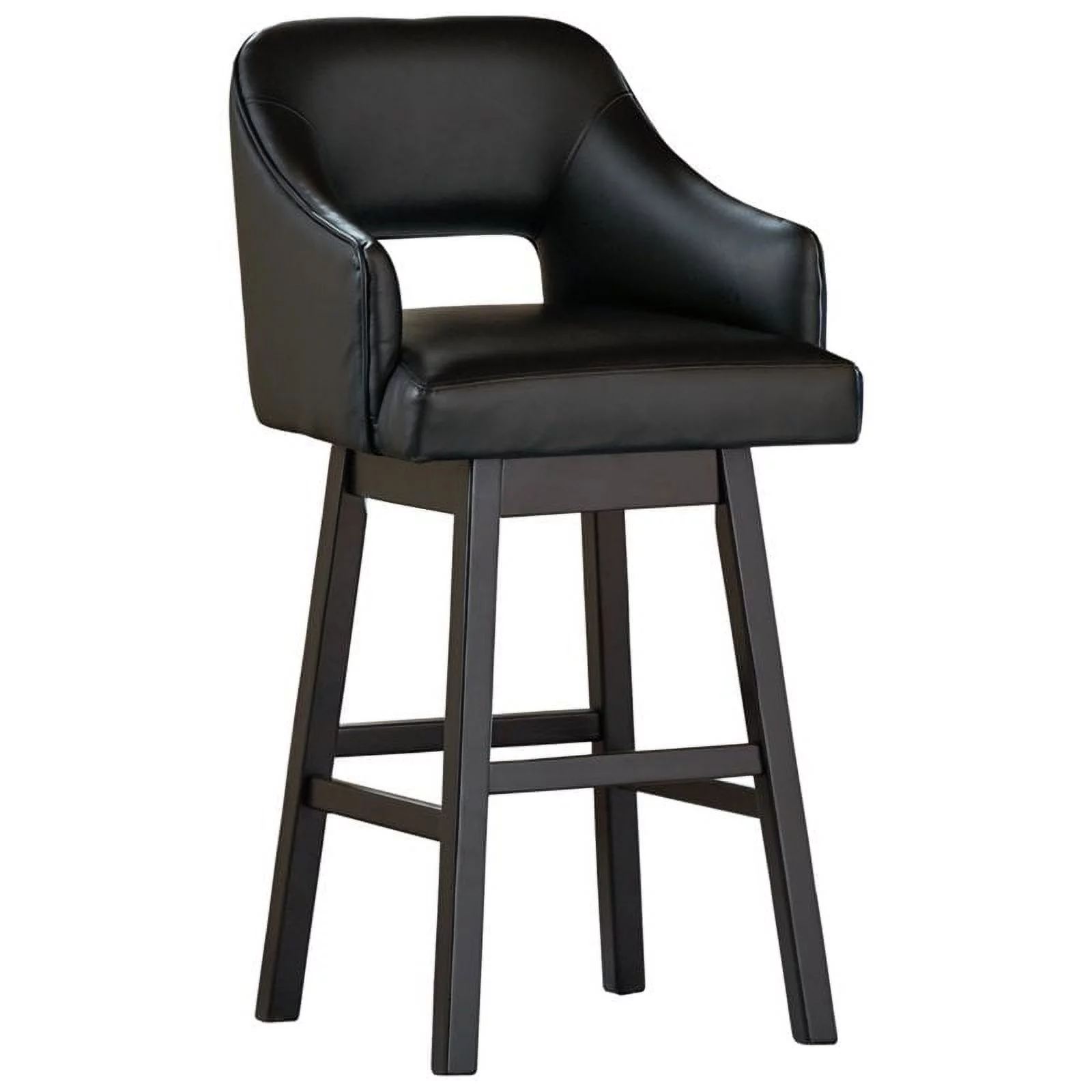 Home Square Swivel Wood Barstool in Black and Brown - Set of 2