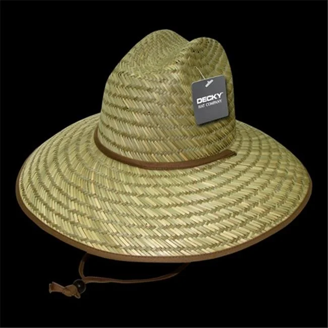 Decky 528-Natural Mat Straw Lifeguard Hat- Natural