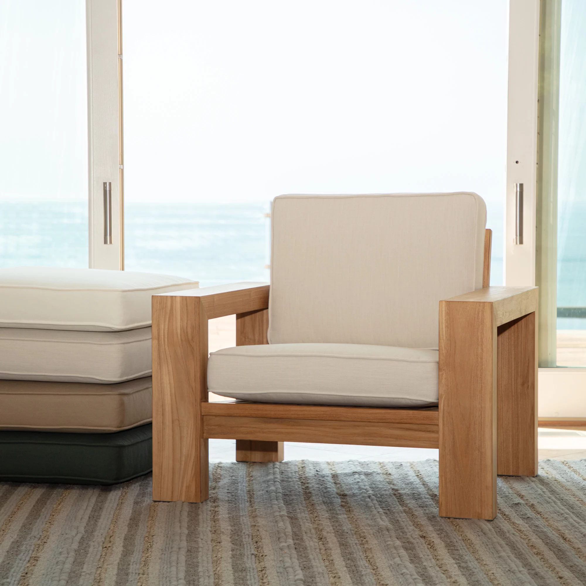 Arden Selections Oasis 26 x 24 in. Firm Deep Seat Cushion Set - Cream