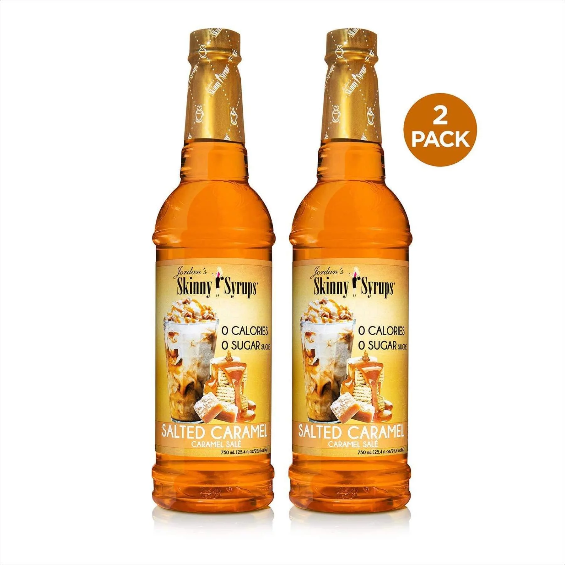 Jordan’s Skinny Syrups | Sugar Free Salted Caramel Coffee Syrup | Healthy Flavors with 0 Calories, 0 Sugar, 0 Carbs | 25.4 Fl Oz (Pack of 2) Packaging may Vary 25.4 Fl Oz (Pack of 2)