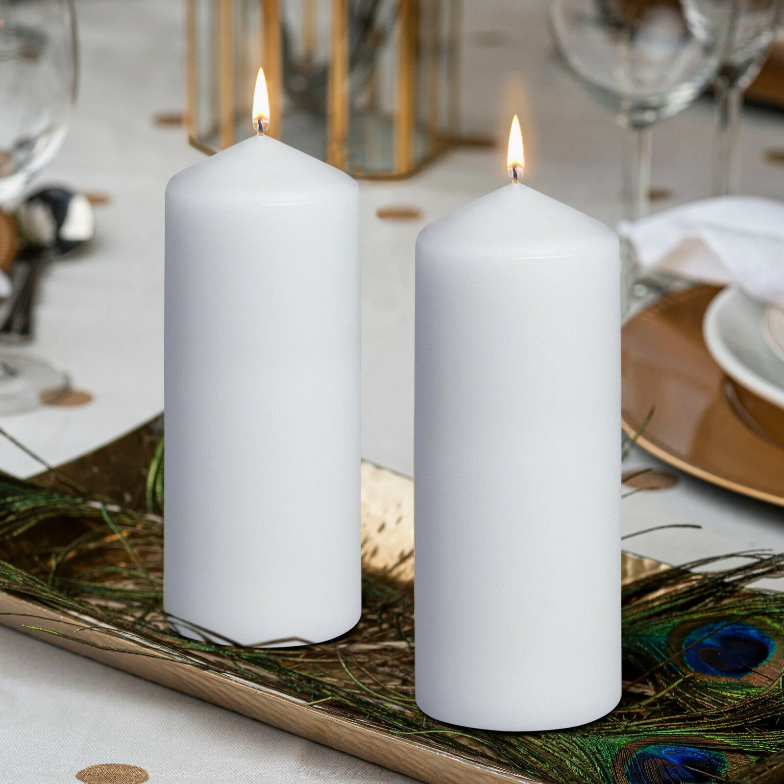 Bolsius 10 White Pillar Candles 2.25