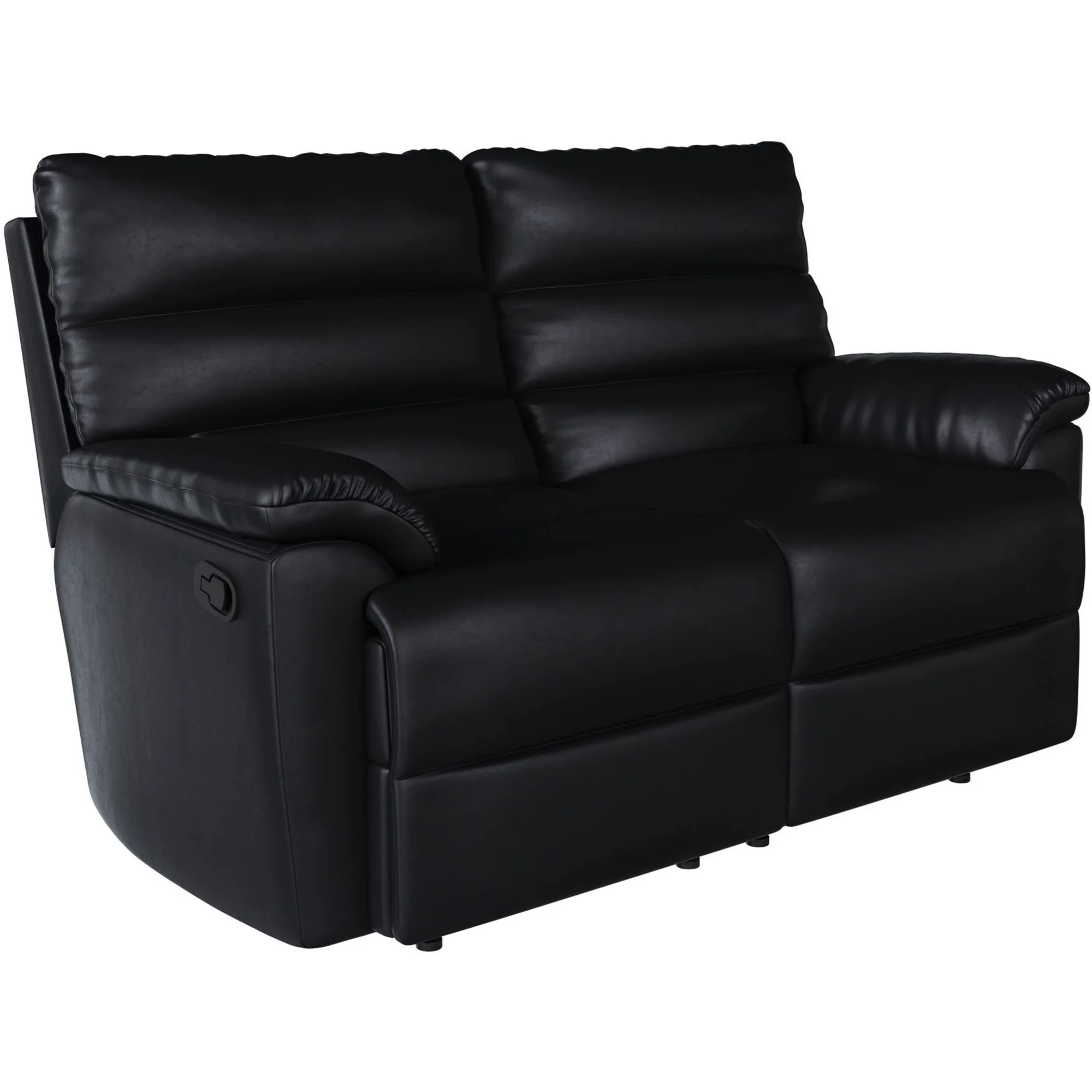 Relax A Lounger Boston Reclining Loveseat in Black Faux Leather Upholstery