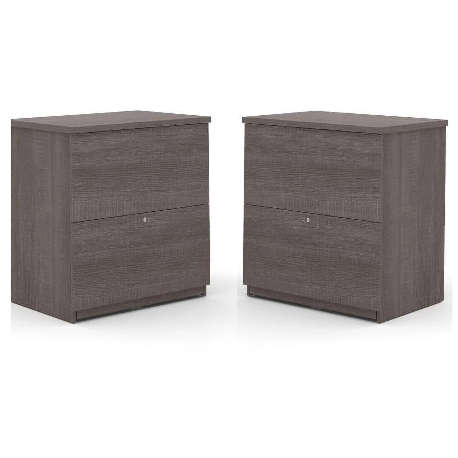 Home Square 2 Drawer Lateral Filing Cabinet Set in Bark Gray (Set of 2)