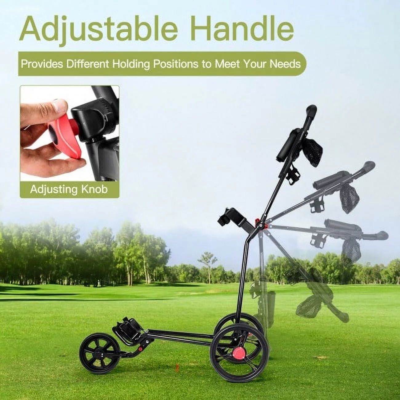 Adjustable Foldable Steel Golf Cart - 1 x Golf Cart + 1 x Instruction - 13.0 - Elevate your golf game with ease and convenience!
