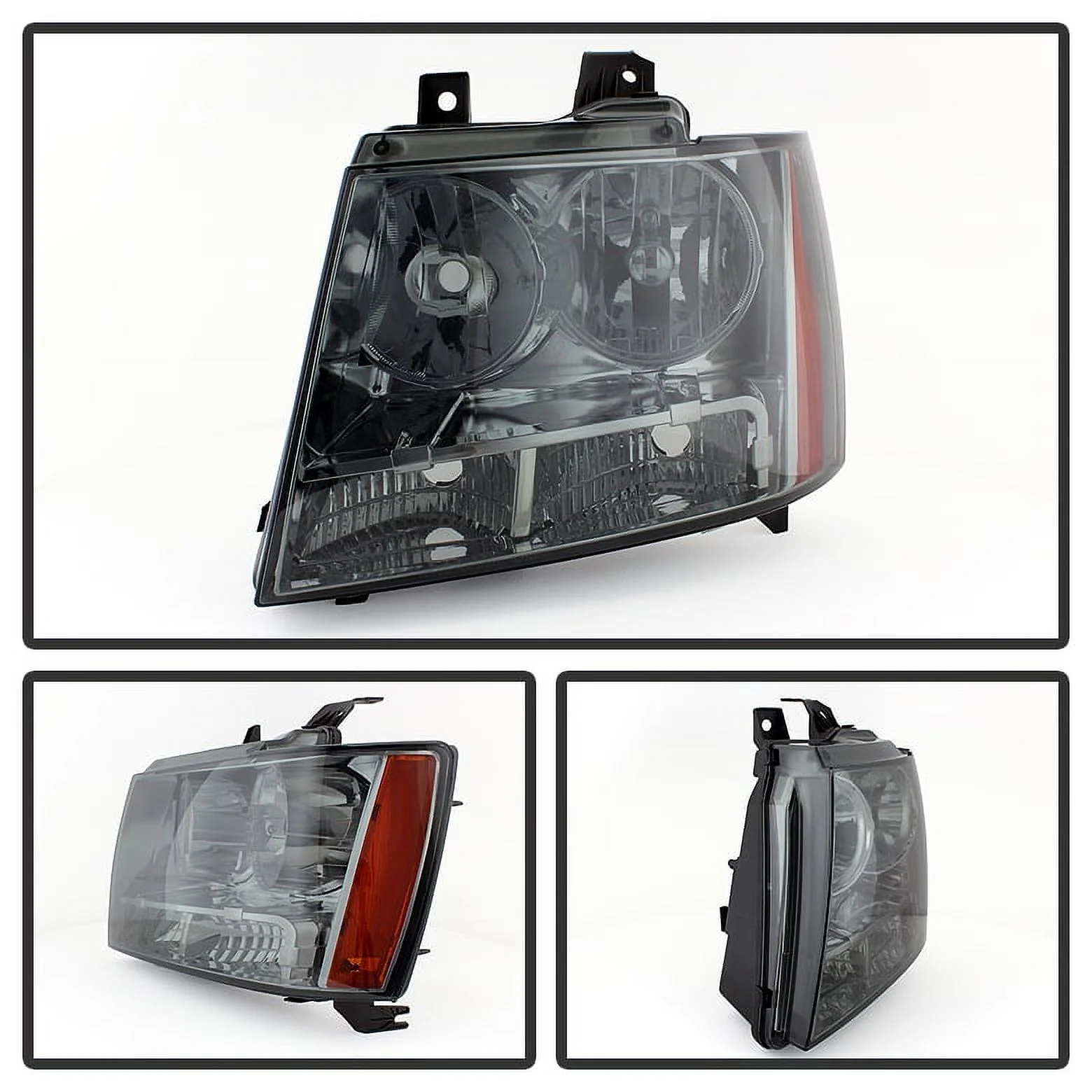 AKKON - For 07-14 Chevy Suburban Tahoe Smoked Lens OE Headlights + C-Shape Blk Smoked LED Tube Tail Brake Lamp