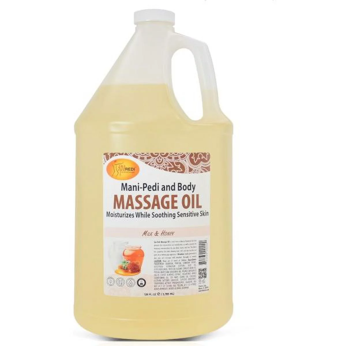 SPA REDI - Massage Oil, Milk and Honey,128 Oz - Professional Pedicure, Manicure, Full Body Massage Therapy, Made with Almond Oil, Cotton Seed Oil, Sunflower Oil, Avocado Oil, Essential Oils, Vitamin E