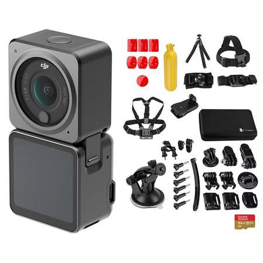Action 2 4K Ultra HD Dual-Screen Combo Camera Bundle with 64GB microSD Memory Card, Froggi Extreme Sport 40-pc Accessories Kit
