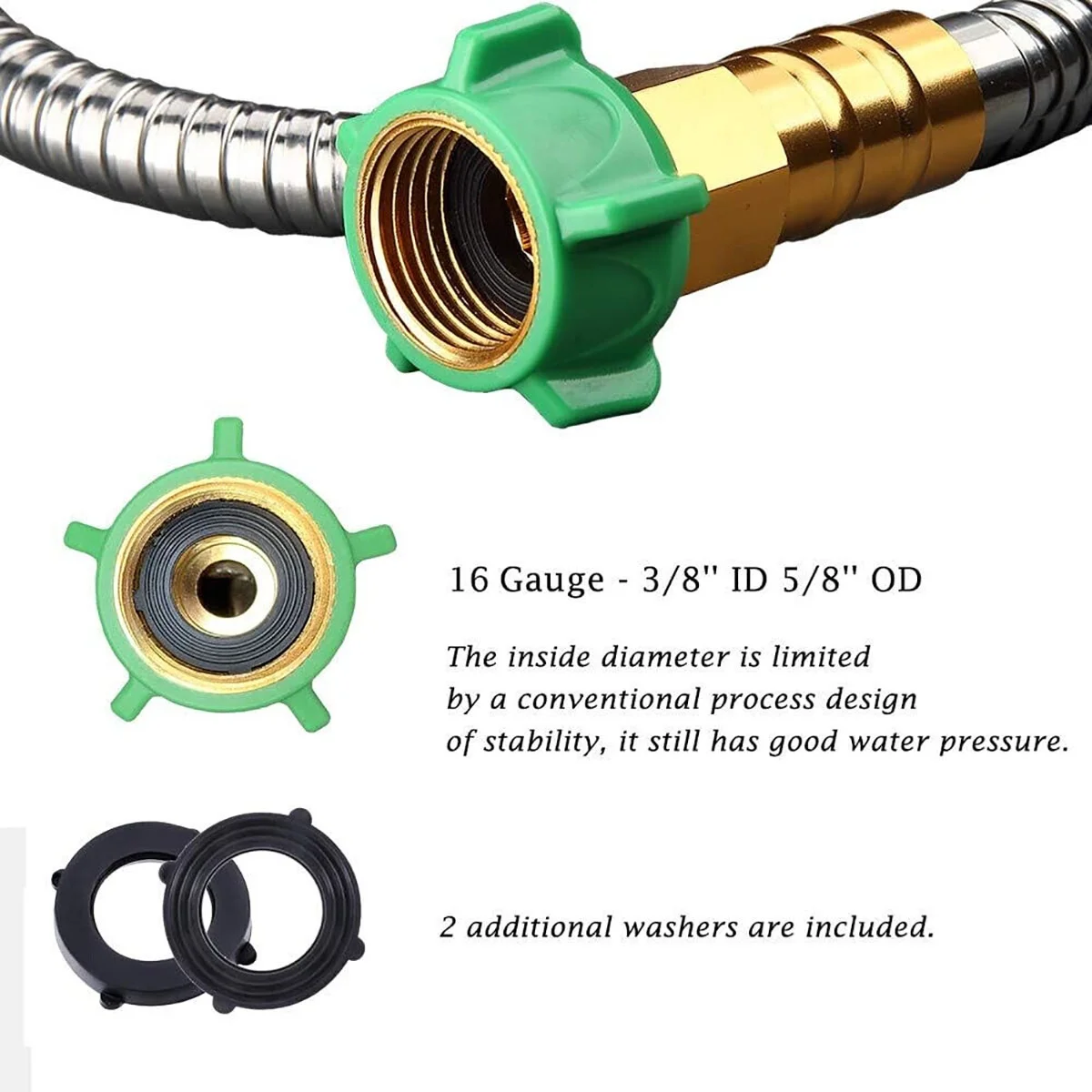 WSYW 50FT Stainless Steel Metal Garden Water Hose Pipe Flexible Lightweight