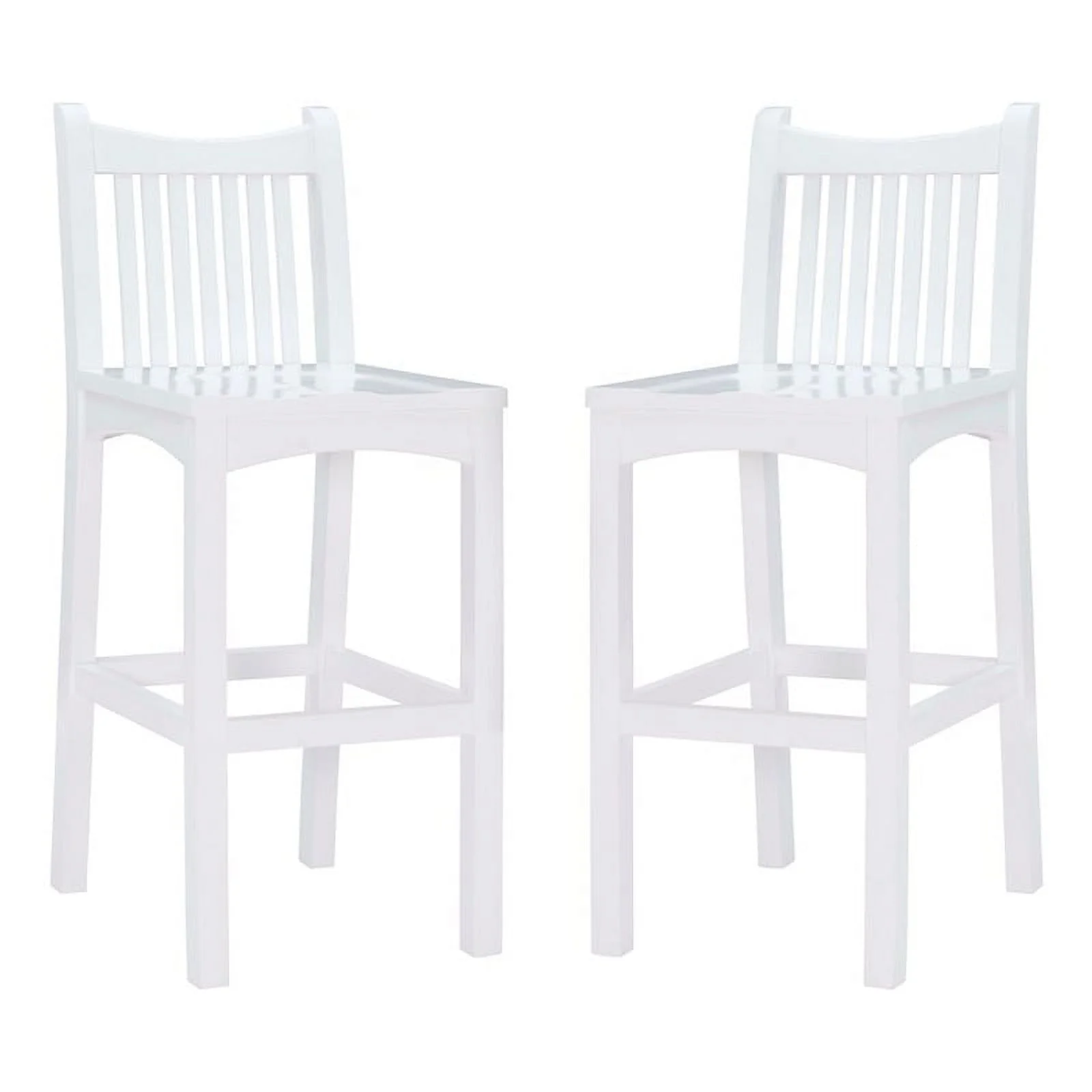 Linon Malvern Solid Wood Commercial Grade Set of Two Barstools in White