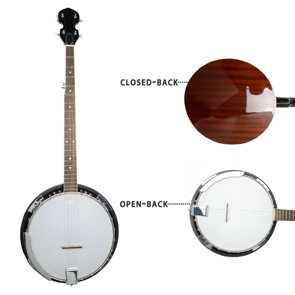 Zimtown 5 String Banjo with 24 Brackets | Closed Back and Geared 5th Tuner