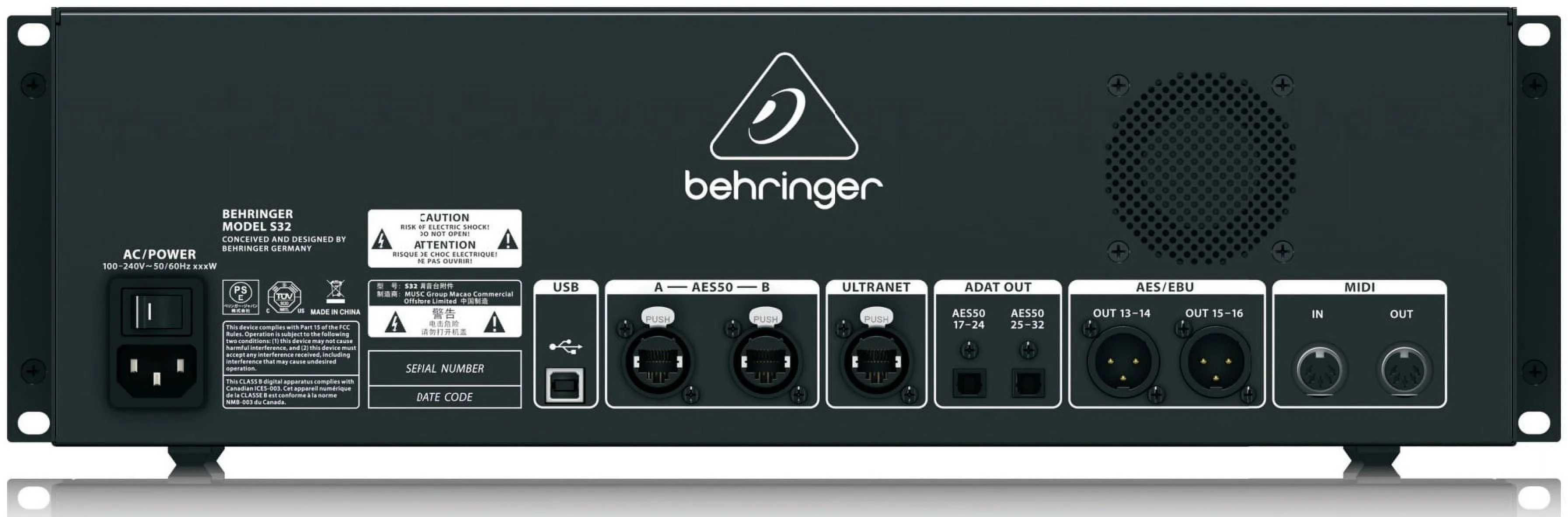 Behringer S32 I/O Box with 32 Remote-Controllable MIDAS Preamps, 16 Outputs and AES50 Networking featuring KLARK TEKNIK SuperMAC Technology