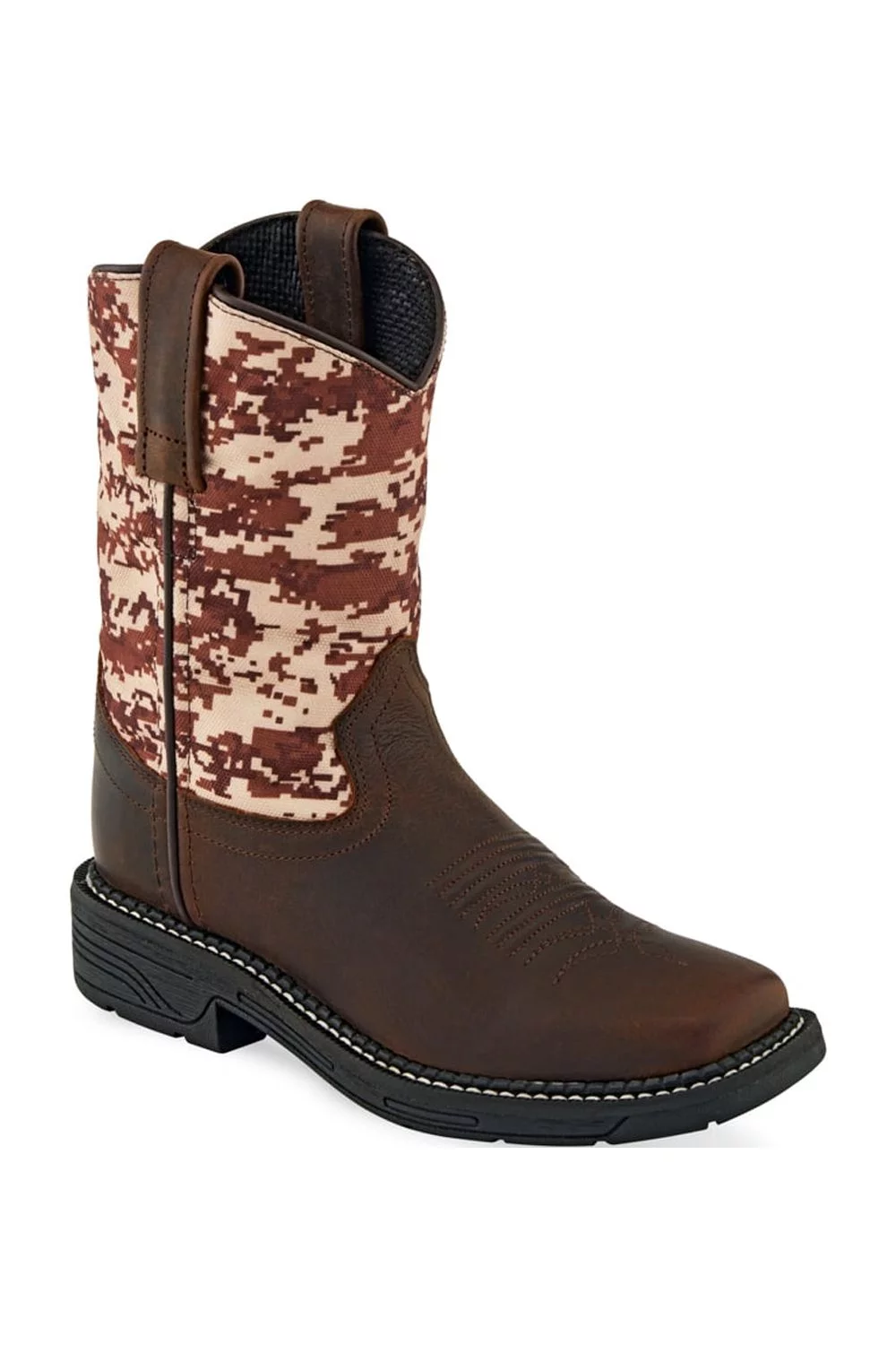 Old West Boys' Camo Western Boot Broad Square Toe Camouflage 3.5 D(M) US