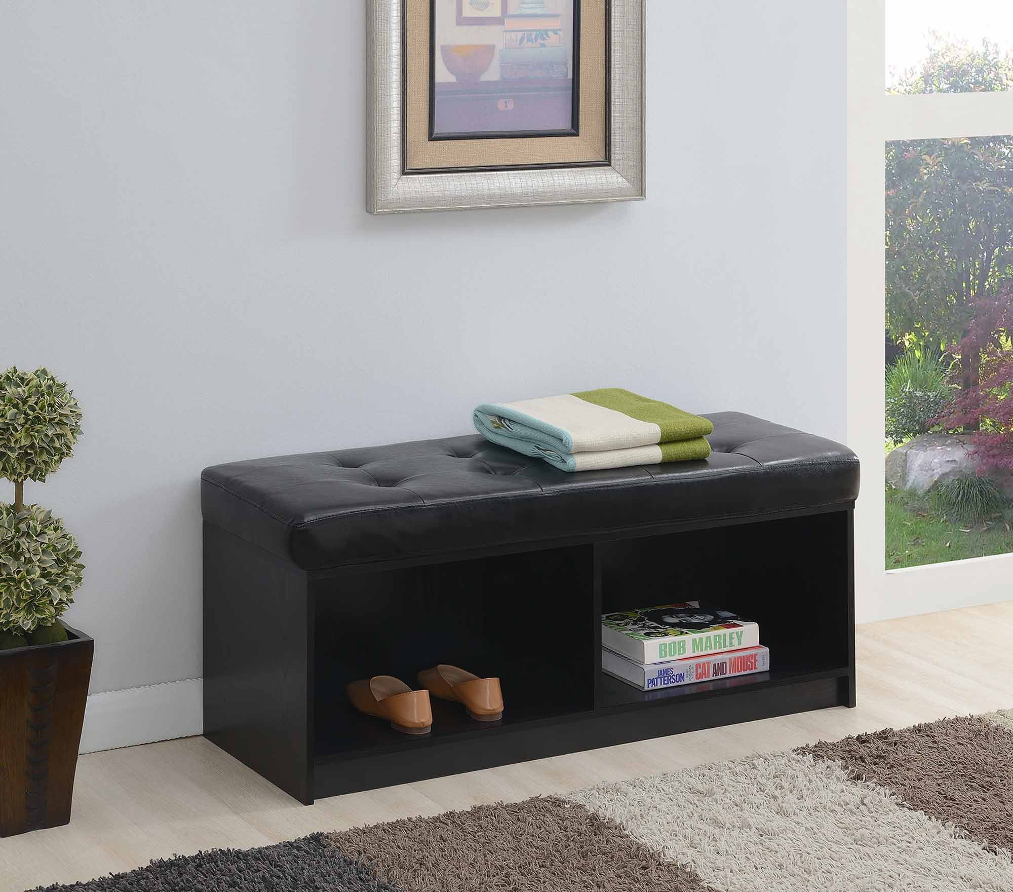 Convenience Concepts Broadmoor Entryway Faux Leather Storage Bench, Multiple Colors