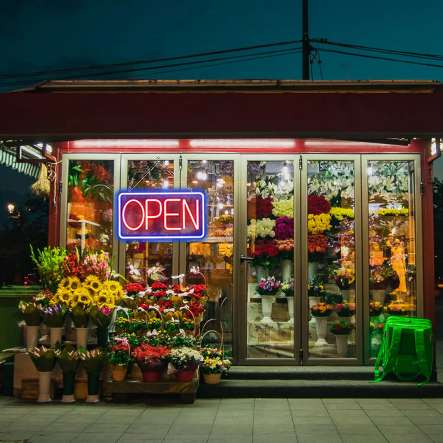 iMounTEK 1.56lbs LED Open Sign 16.5x9.1in Business Neon Open Sign Advertisement Board with 11 Levels Adjustable Brightness, Red Blue