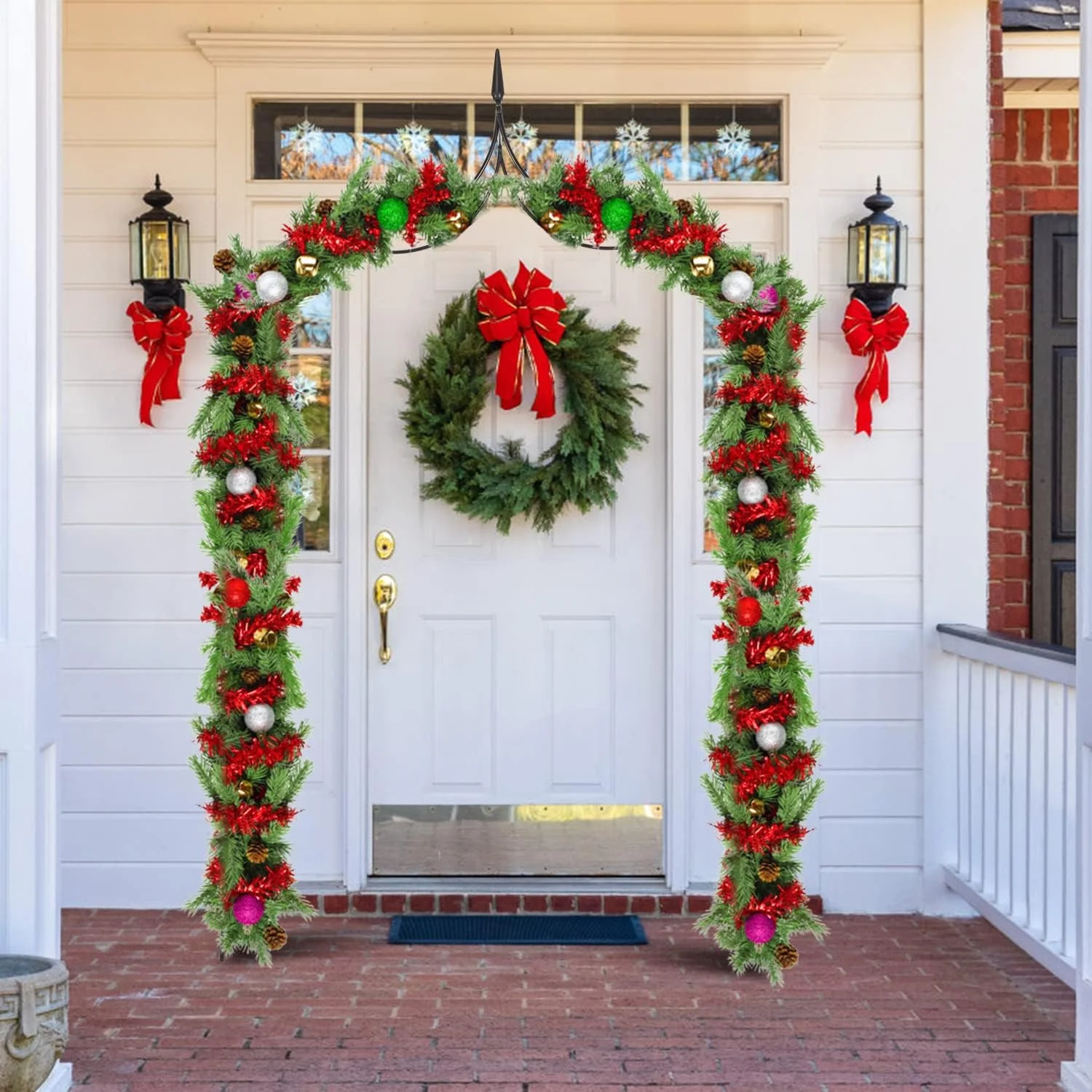 Kinbor 9' Outdoor Metal Garden Arch Garden Steel Gothic Arbor Trellis, Black