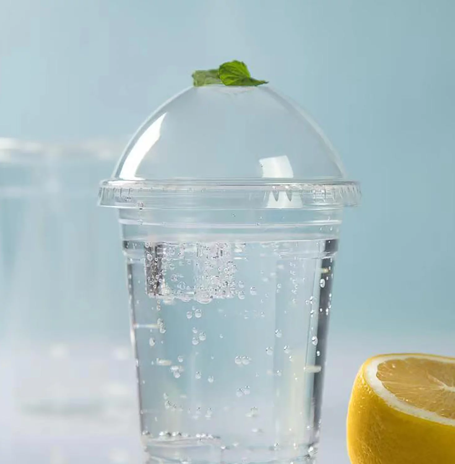 4U'LIFE 16 oz. Crystal-Clear PET Plastic Cold Cups, Beverage Cups With Dome Lids-With Straw Slot-18 Sets