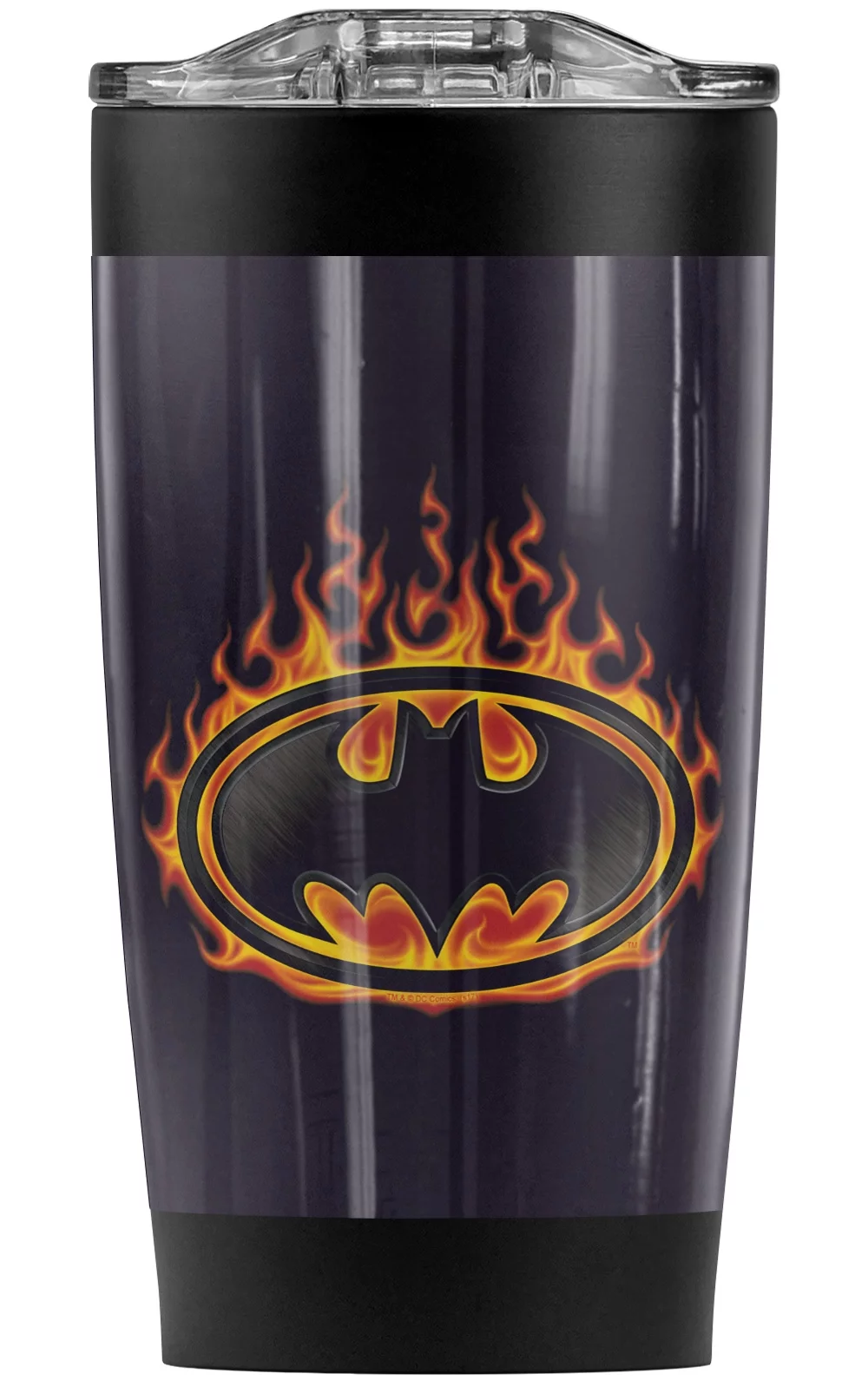 Batman Bat Flames Shield Stainless Steel Tumbler 20 oz Coffee Travel Mug/Cup, Vacuum Insulated & Double Wall with Leakproof Sliding Lid | Great for Hot Drinks and Cold Beverages