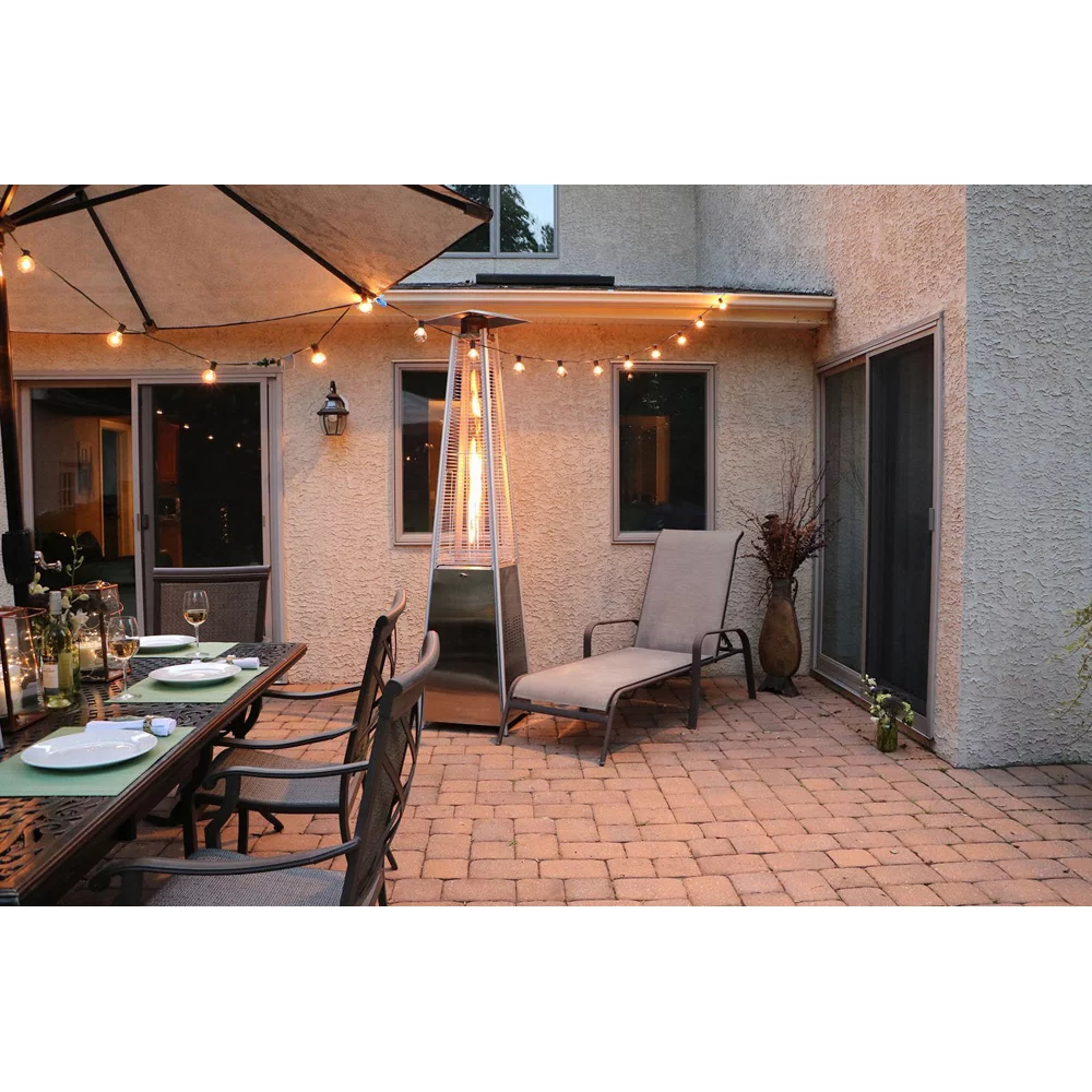 Hanover 7 ft. 42,000 BTU Pyramid Propane Patio Heater in Stainless Steel