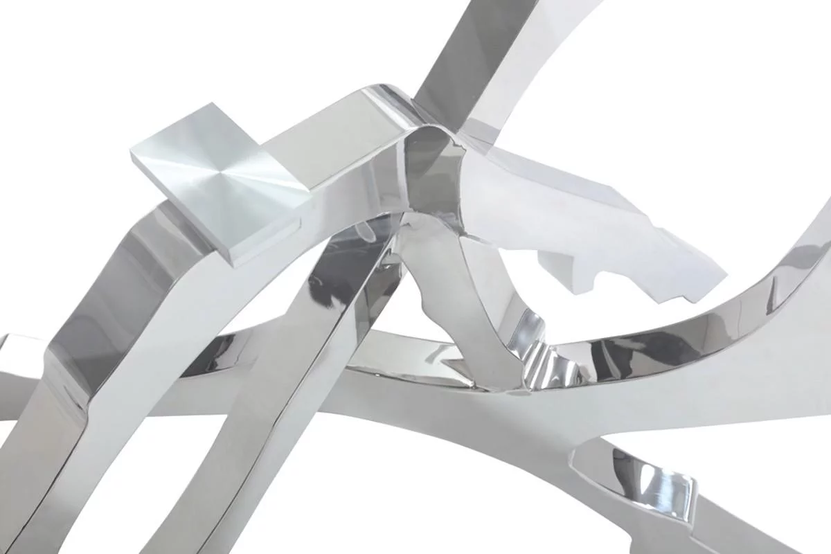 Modern Glass & Stainless Steel Dining Table VIG Modrest Legend