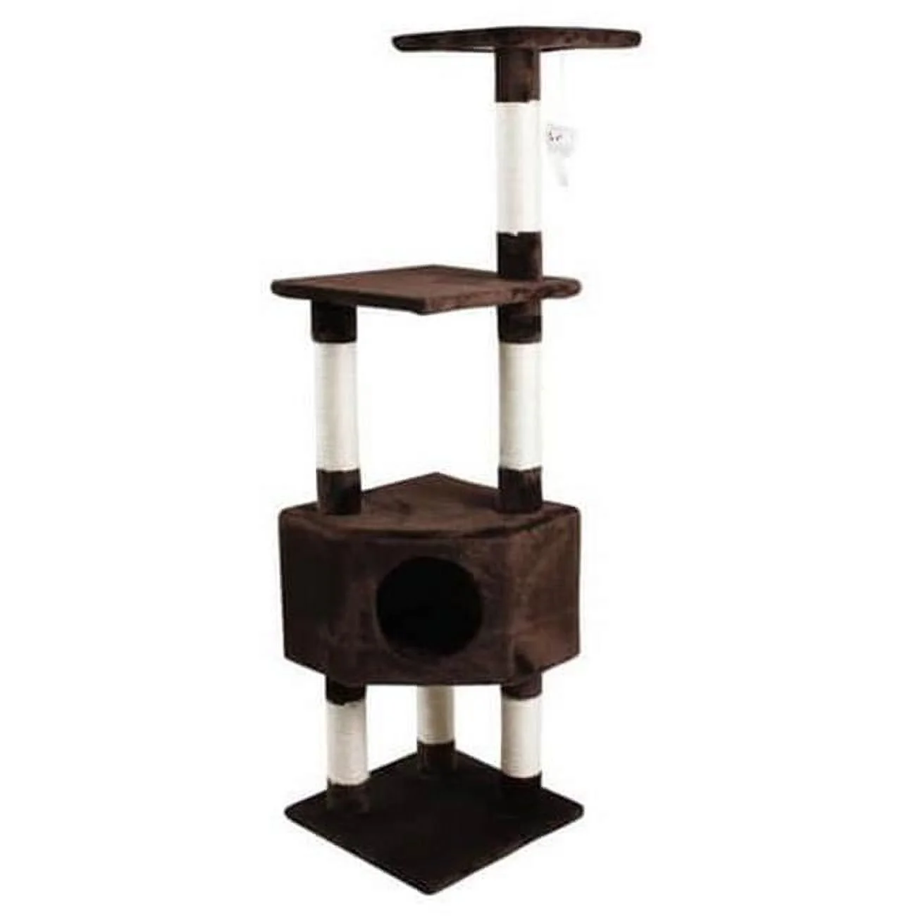 54 in. Cat Tree Condo Scratching Post - 3 Platform, Brown