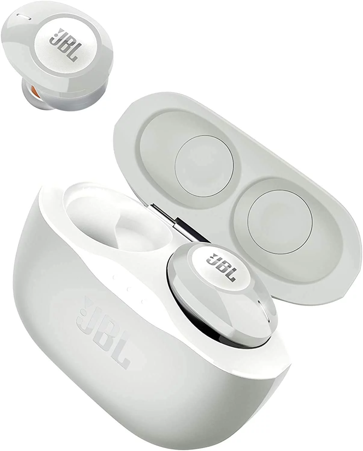 JBL TWS True Wireless in-Ear Headphones Bundle with Deluxe Hardshell Case (Tune 120TWS, White)