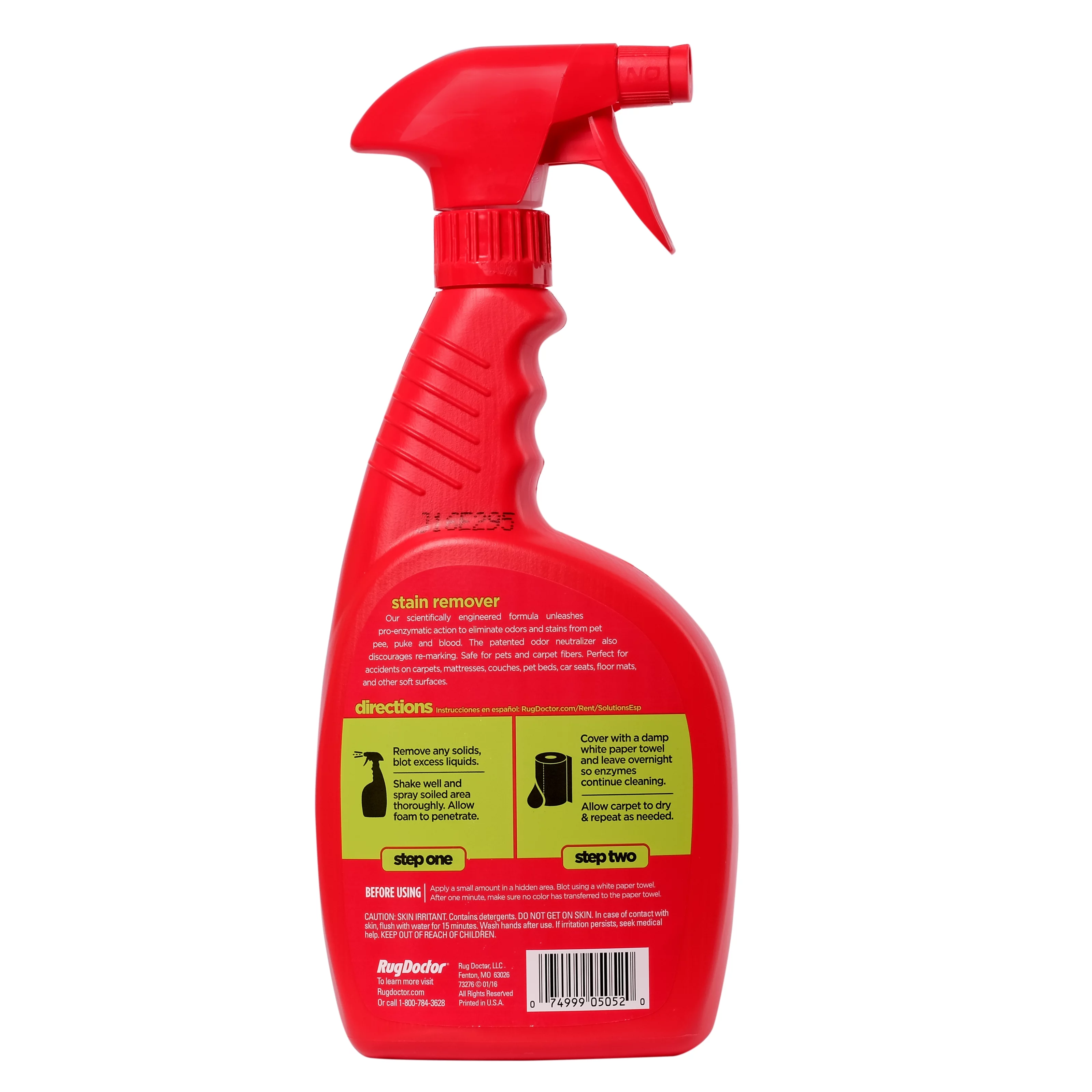 Rug Doctor Pet Stain Remover Spray Permanently Eliminates Odors, Stains, and Lingering Pet Scent Caused by Urine and Other Animal Fluids, Pro Enzymatic Technology Activates via Foaming Power, 24 oz.