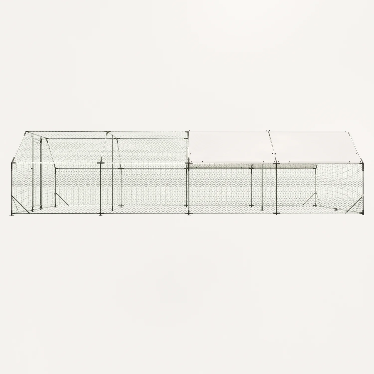 9.94 ft. x 25.68 ft. Galvanized Large Metal Walk in Chicken Coop Cage Farm Poultry Run Hutch Hen House