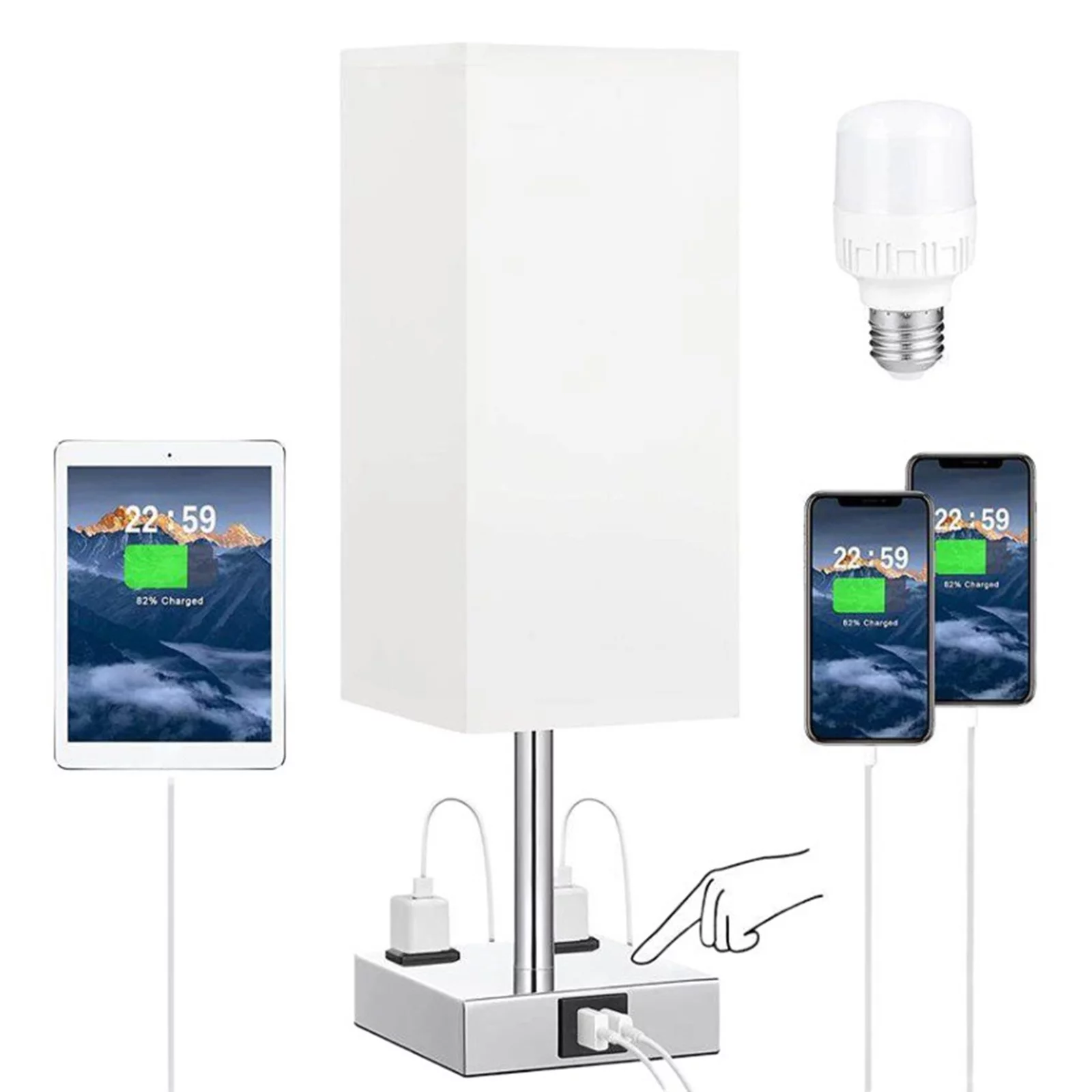 Desk lamp,Type-c 2 Usb A Lamp With Warm Table Lamp Usb A Type-c Warm White Led Fabric Bedside Table 3 Dimmable 2 3 Led Usb Dimmable Room Bedroom Ichu