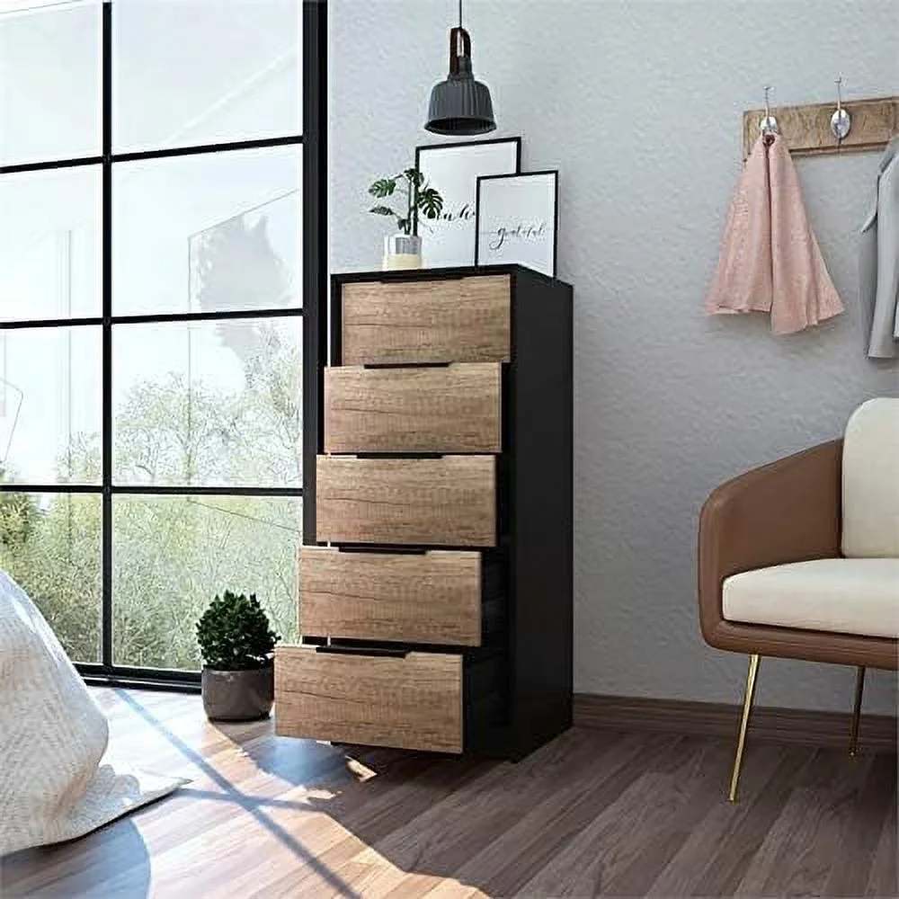 HOOMHIBIU Kaia 5 Drawer Dresser Engineered Wood Dressers in Multi-Color