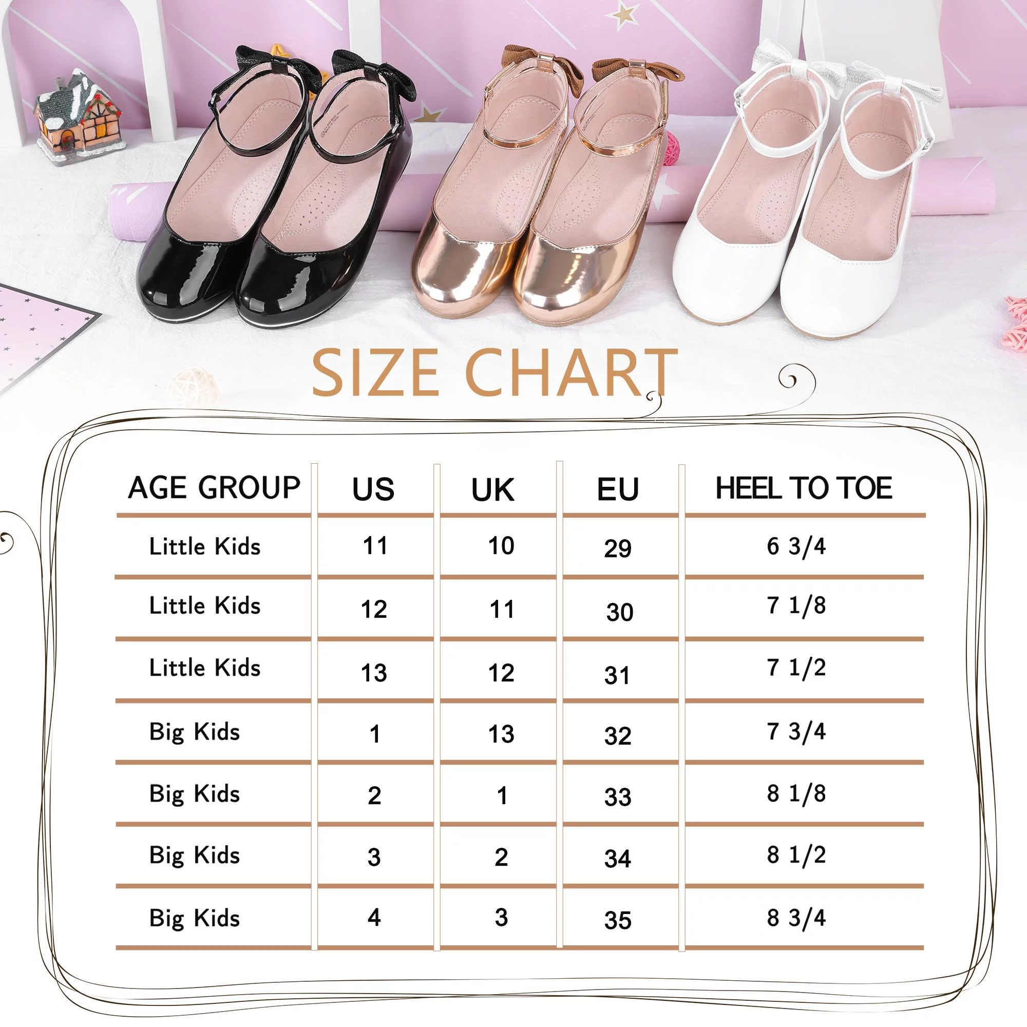 HOMEHOT Girls Mary Jane Dress Shoes Ballerina Flats for Princess Uniform Shoes for Little/Big Kids with Ankle Strap Bowknot Shoes White Size 12
