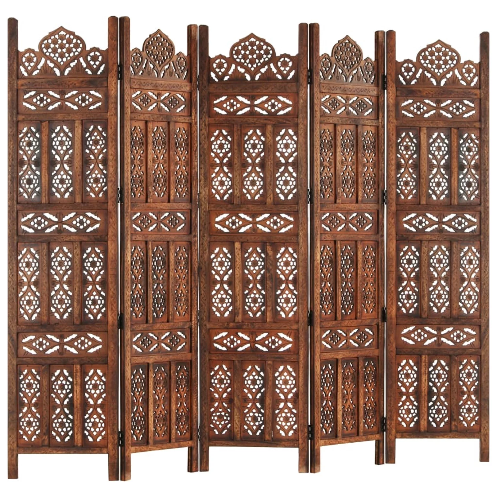 Suzicca Hand carved 5-Panel Room Divider Brown 78.7