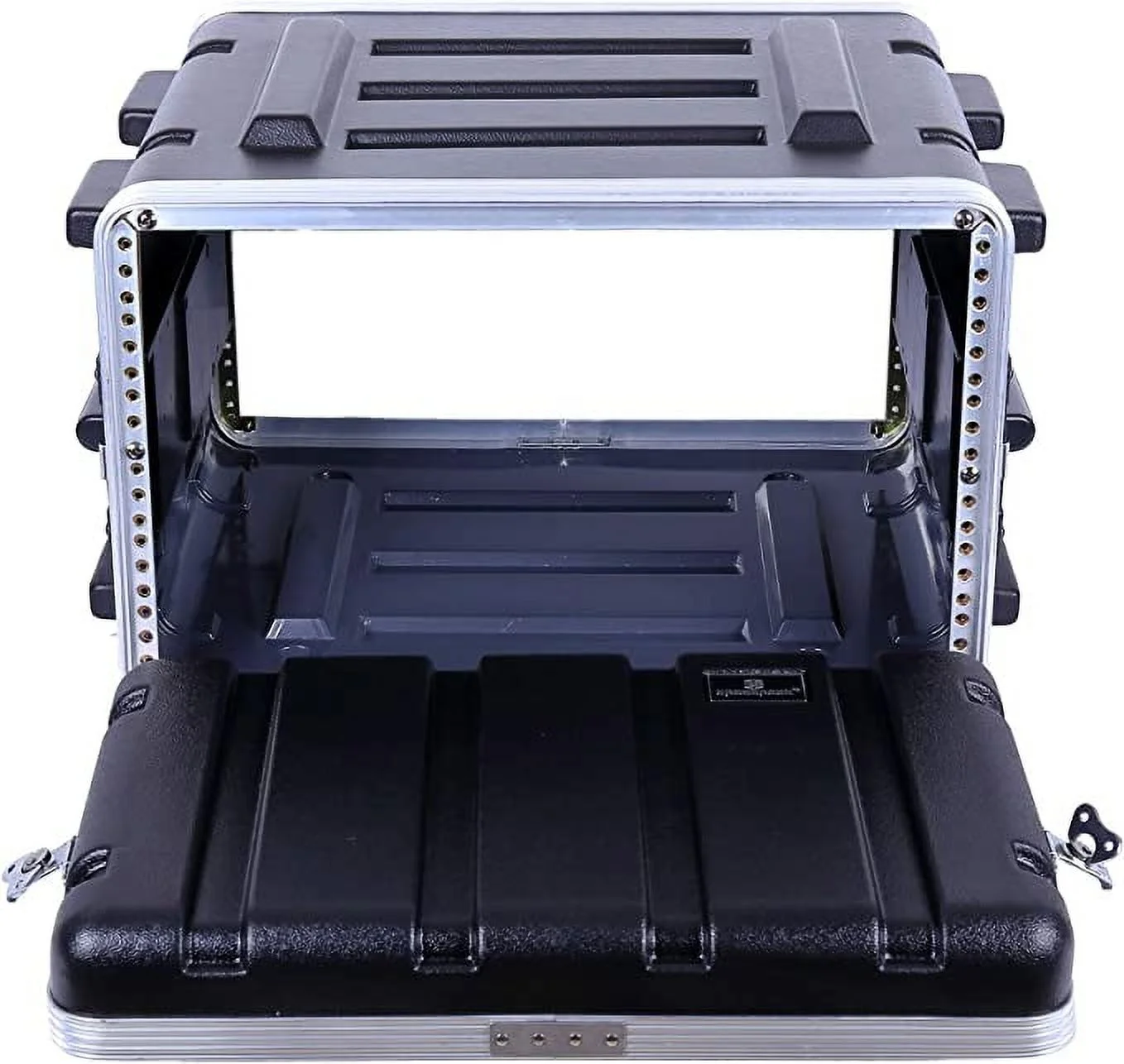 Crossrock Stackable 6U Rack Case, Standard 19.25” Depth, Polyethylene Hard-Shell Construction with Heavy Duty Hardware-Black