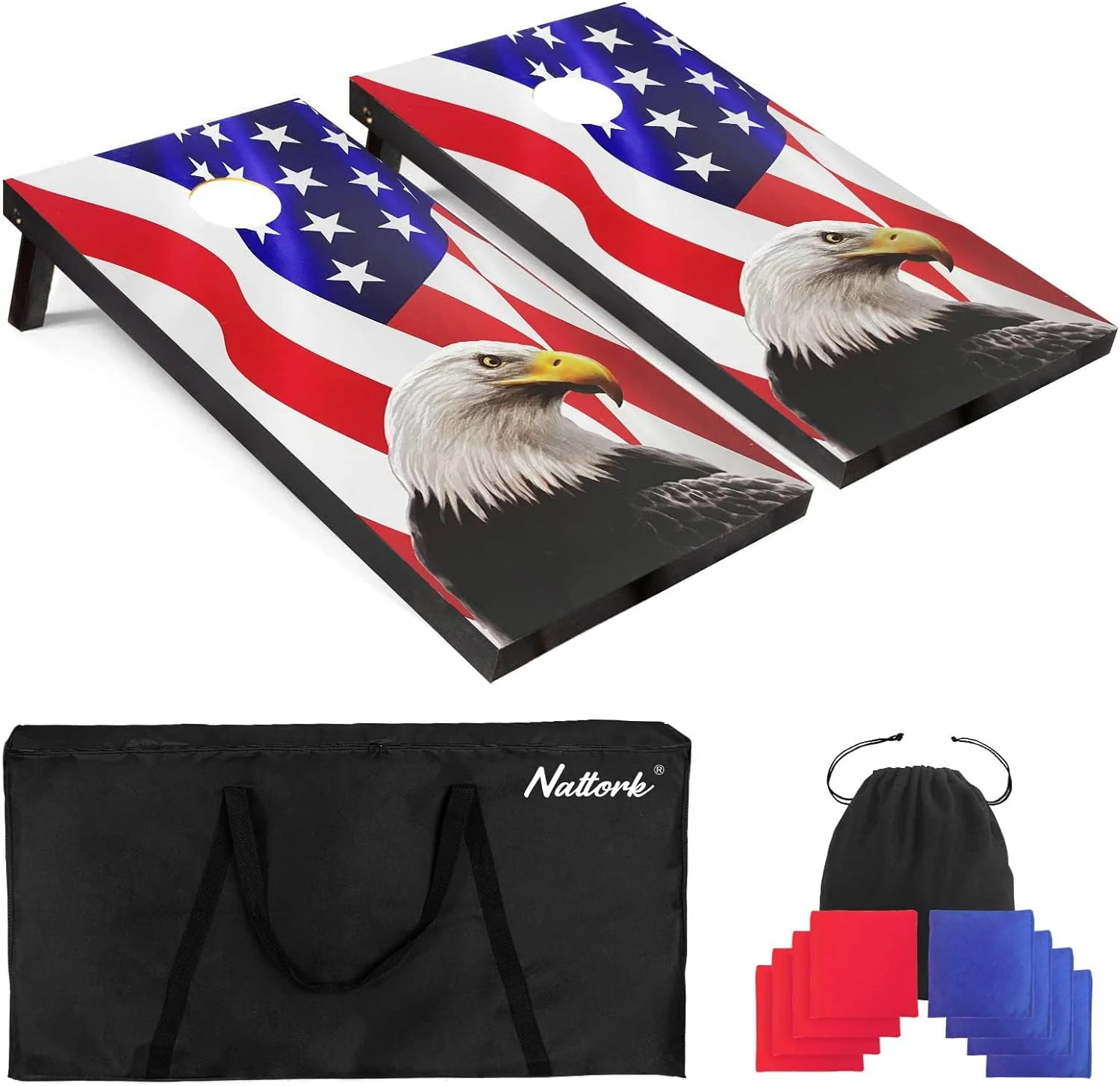 Cornhole Board Set 4x2 Regulation Size Cornhole Set with Carrying Bags & 8 Bean Bags Corn Hole Boards Bean Toss Game for Adults Family Outdoor Lawn Outside Backyard Games