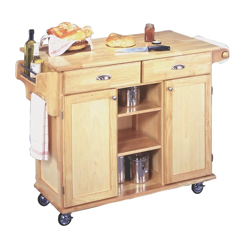 Homestyles General Line Wood Rolling Kitchen Cart in Brown