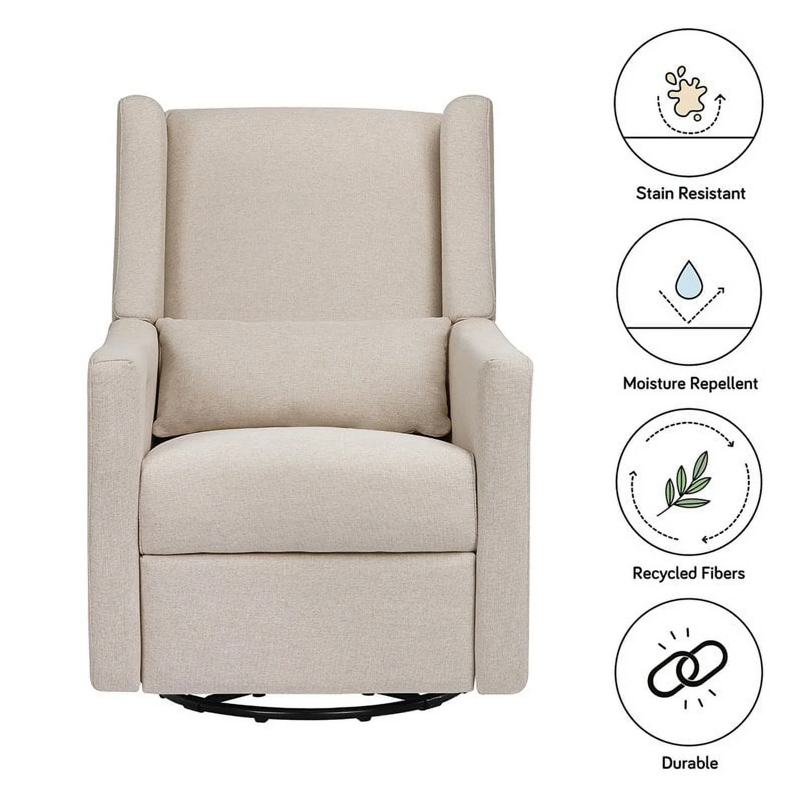 Namesake Kiwi Modern Fabric Swivel Glider Recliner with USB in Beige