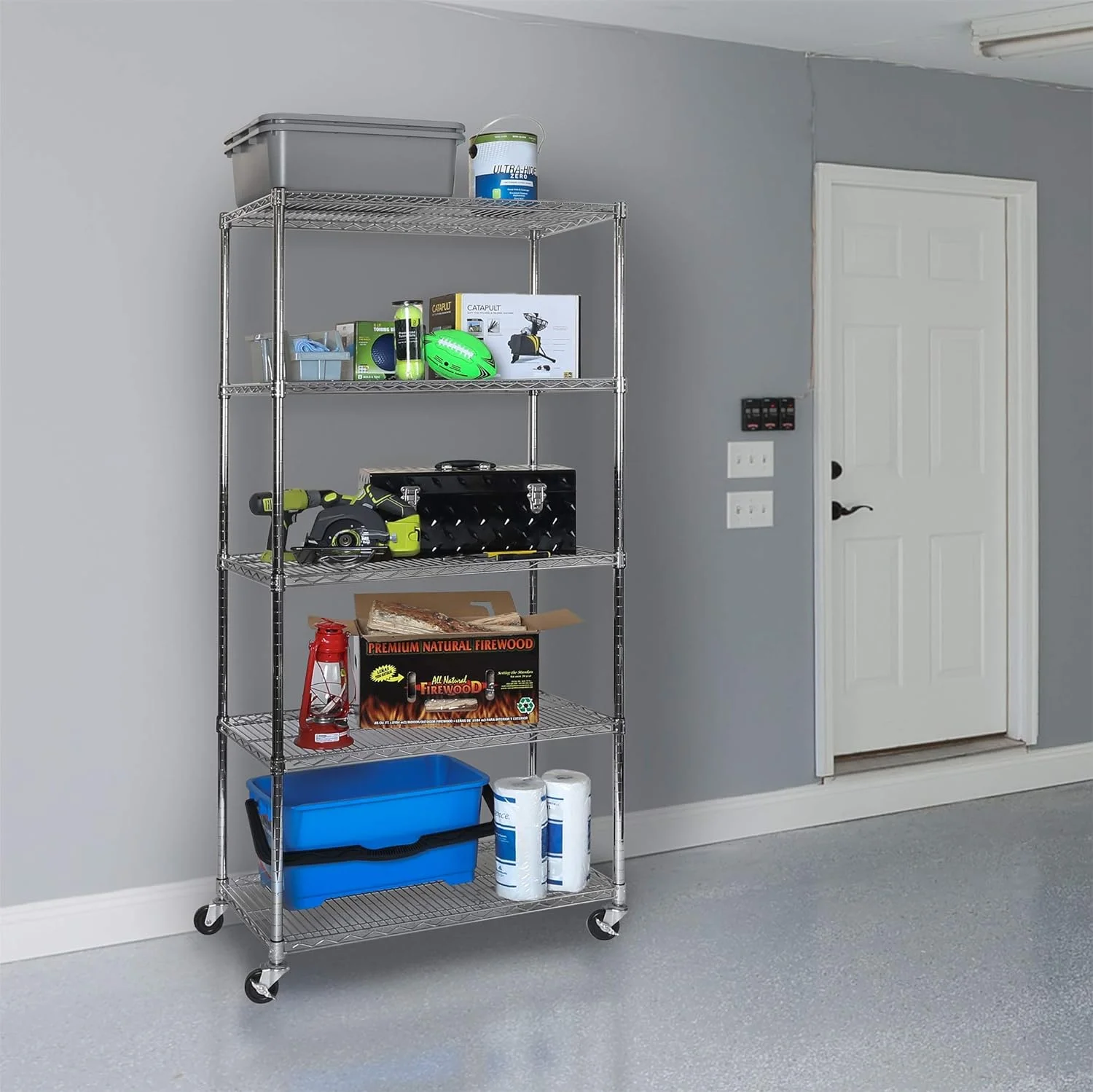 XIANMM UltraDurable Heavy Duty NSF Solid Steel Wire Rack Storage Unit, Organizer for Garage, Warehouse, Office, Restaurant, Classroom, Kitchen, Steel, 5-Tier Shelving, 36