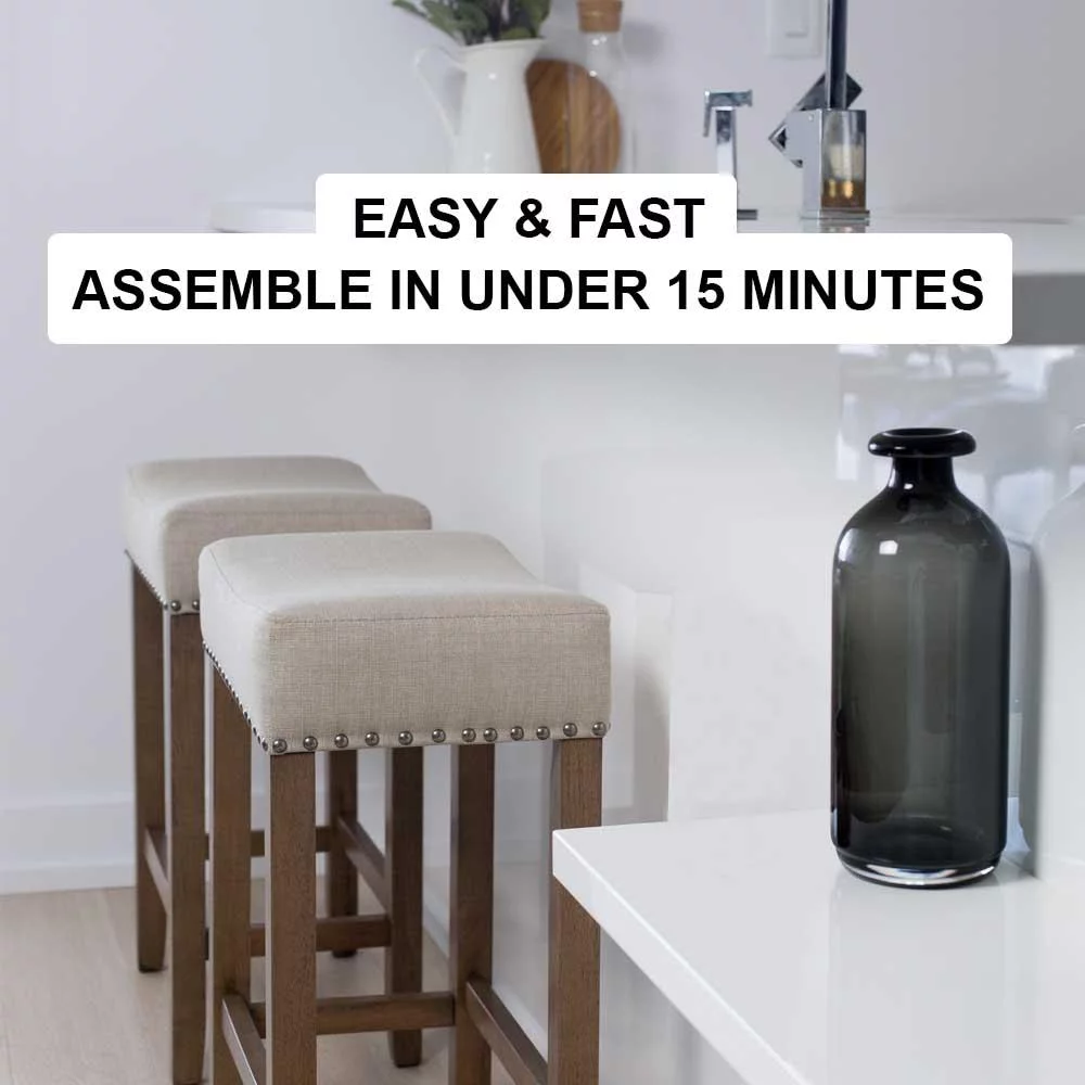 Nailhead Wood Pub-Height Backless Counter Bar Stool 29