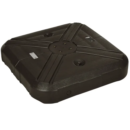 Buumin Outsunny Fillable Patio Cantilever Umbrella Base with Wheels, Heavy-duty Offset Umbrella Weights with Easy-Fill Spouts, Steel Cross Base, 430lbs Sand or 375lbs Water Filled, Coffee