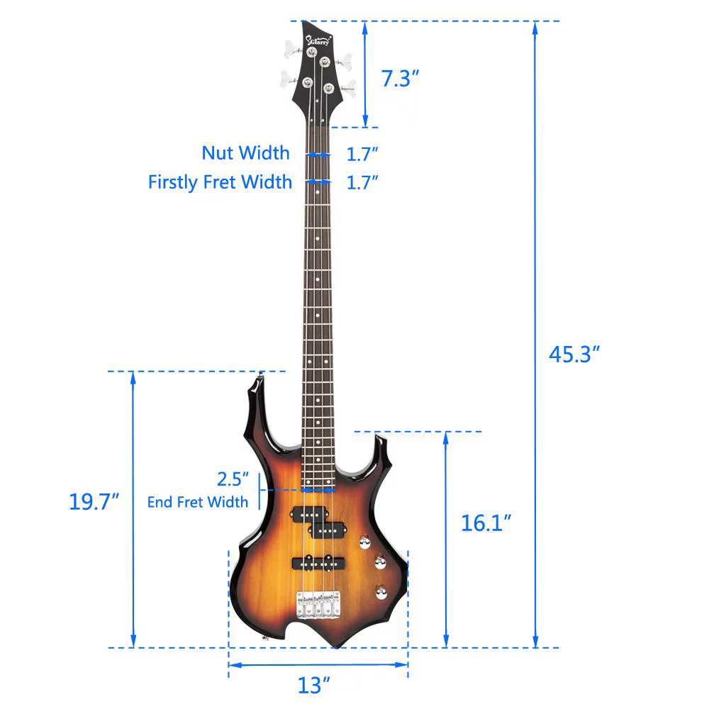 Glarry Electric Bass Guitar 4-String Bass Kit with Guitar Bag Strap,Power Wire,Tools