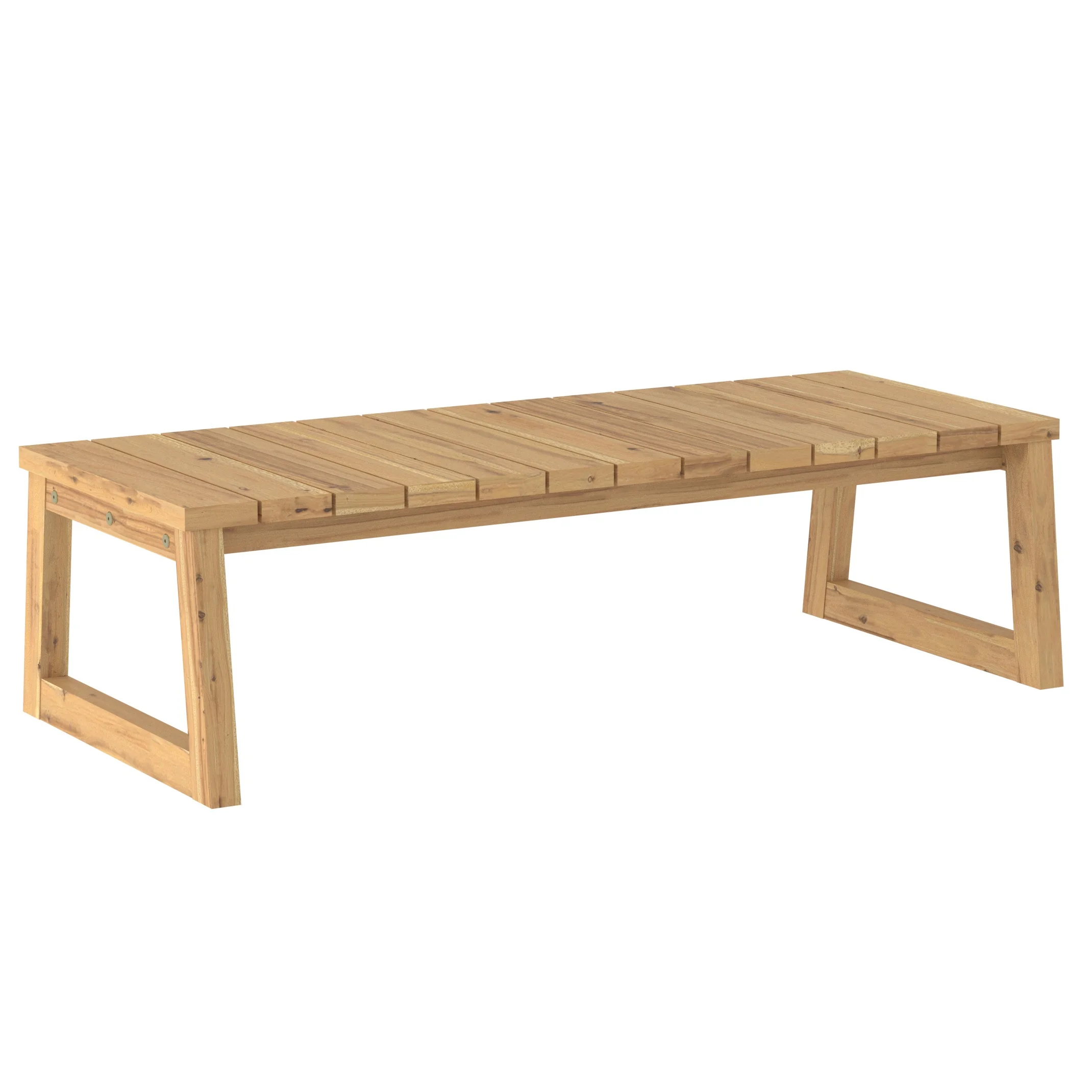 Simple,Supports Up To 100 Pounds,The Main Material Is Acacia Wood,Modern Solid Wood Slat-Top Outdoor Coffee Table – Natural