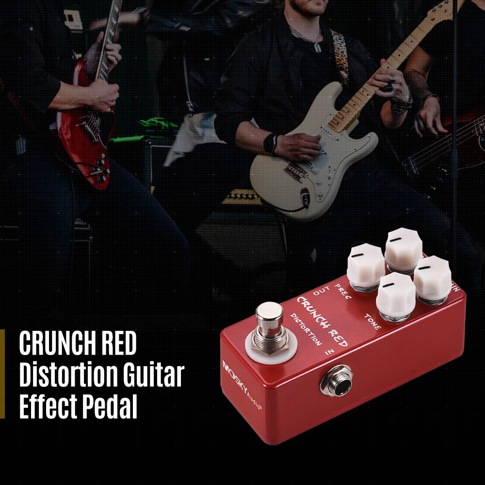 MOSKYAudio Distoon Guitar Effect Pedal Crunch Red Full Metal Shell True Bypass