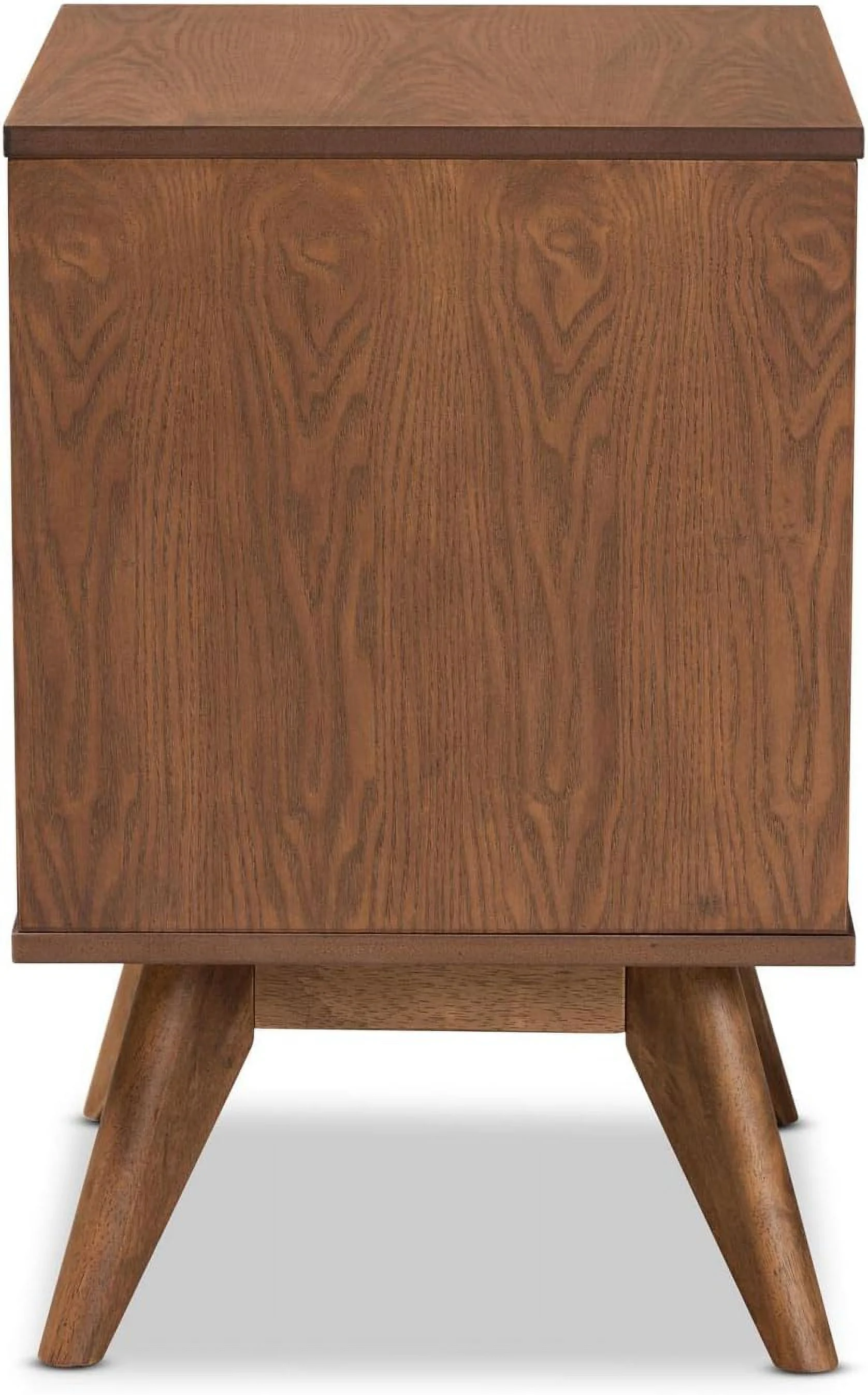 Brown Finished Wood and Synthetic Rattan 2-Drawer Nightstand
