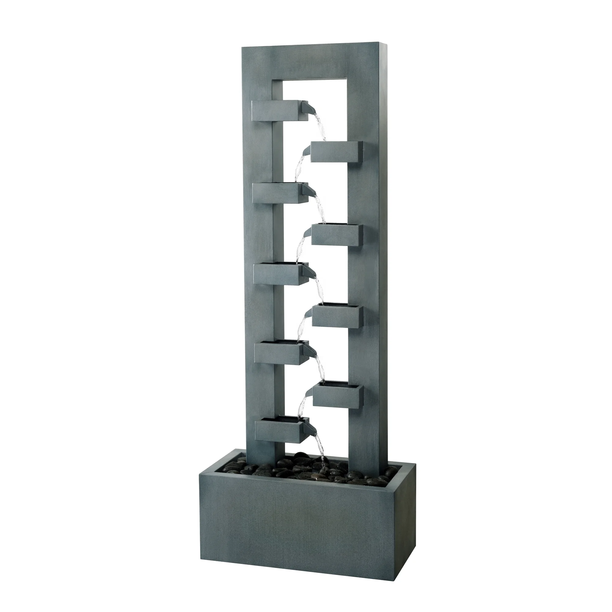 Metal Fountain with Dusty Blue Finish