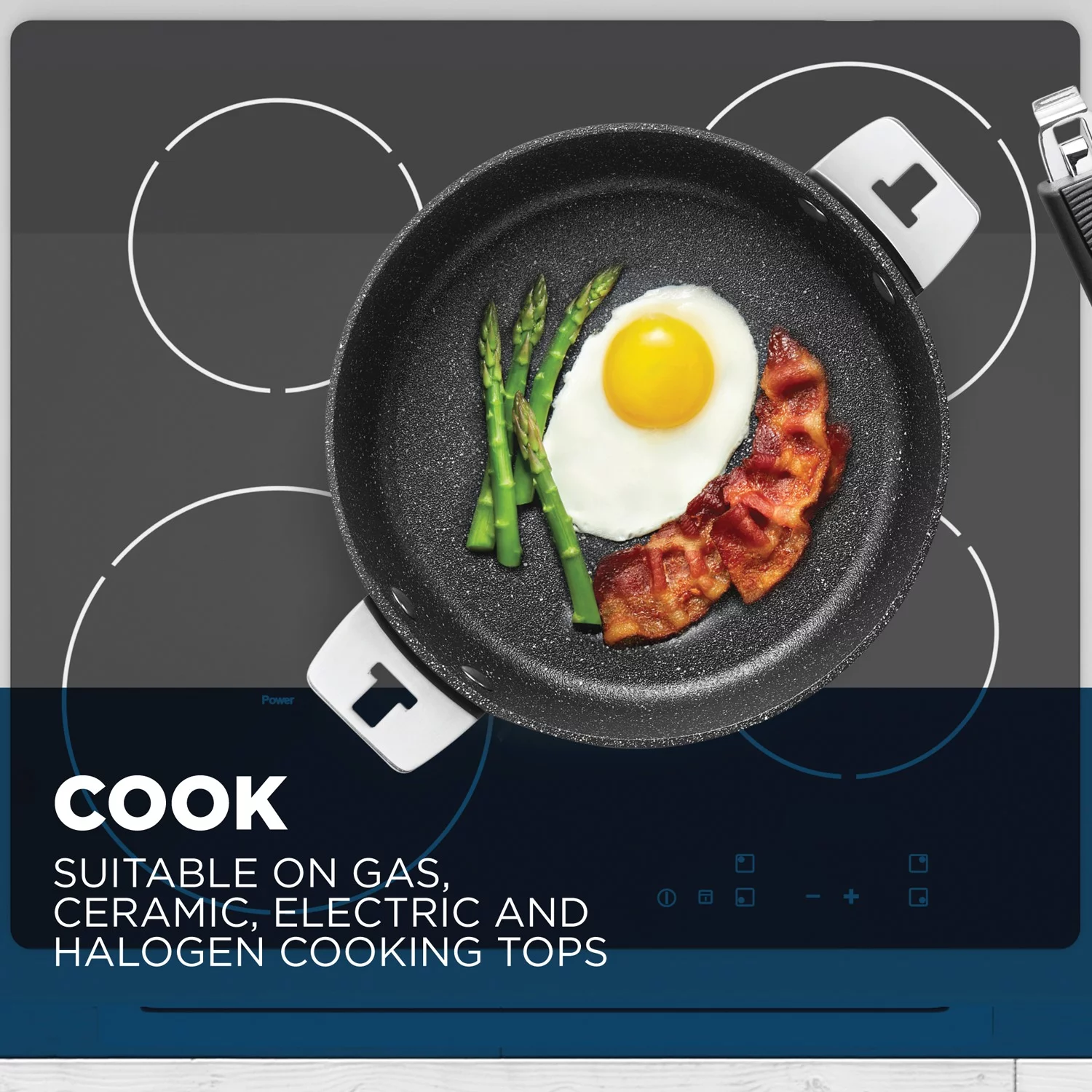 THE ROCK by Starfrit 034712-004-0000 9-Inch Fry/Cake Pan with T-Lock Detachable Handle