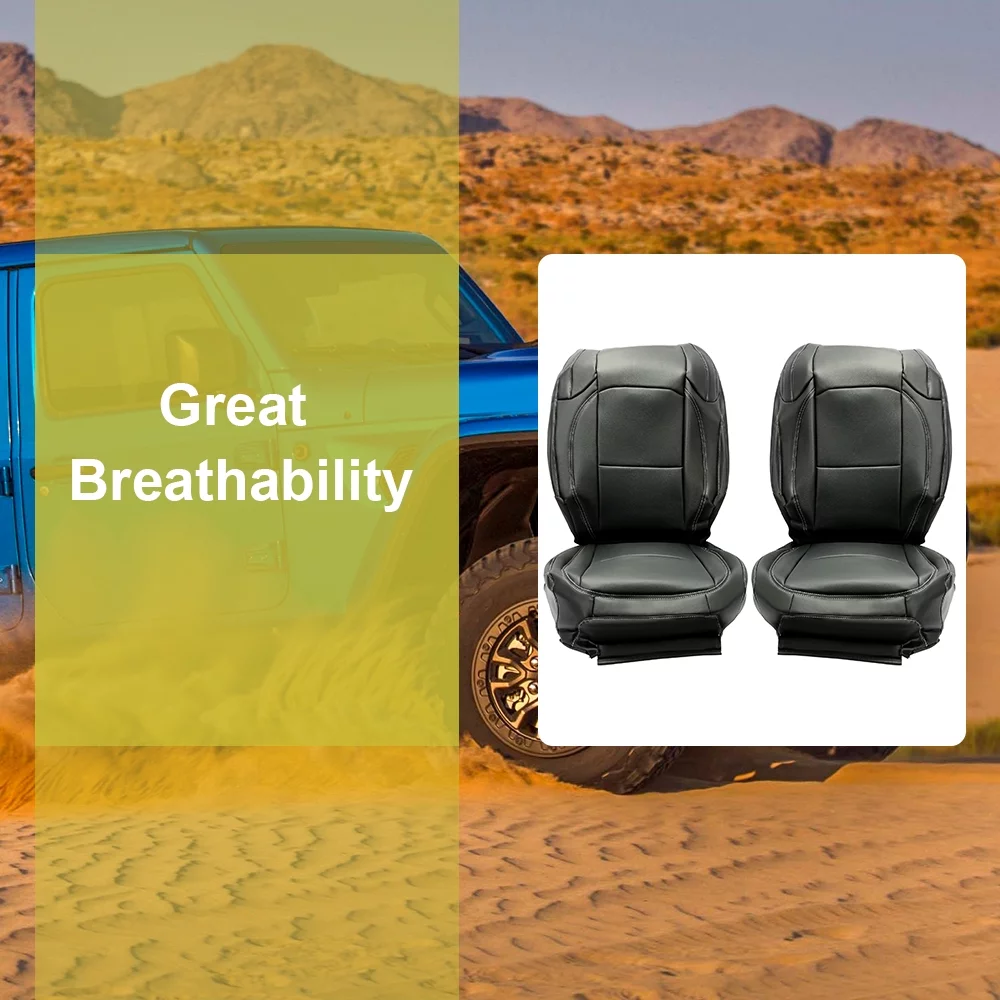 Kojem New Black and White Stitching Full Seat Covers Compatible with 2018-2021 Jeep Wrangler Rubicon JL 4 Door Factory Style