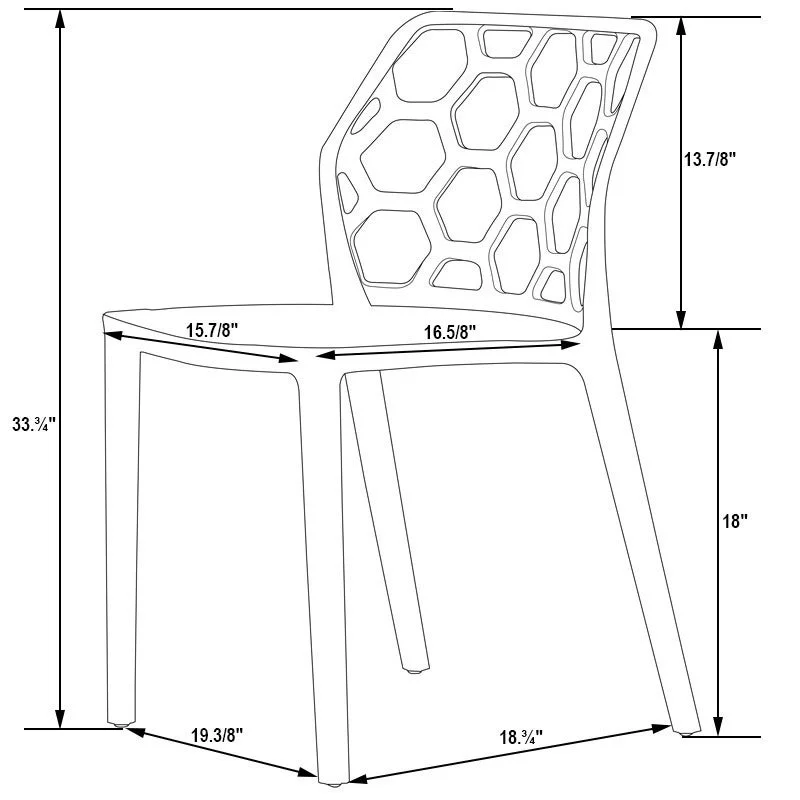 LeisureMod Dynamic Modern Honeycomb Design Dining Chair, Clear