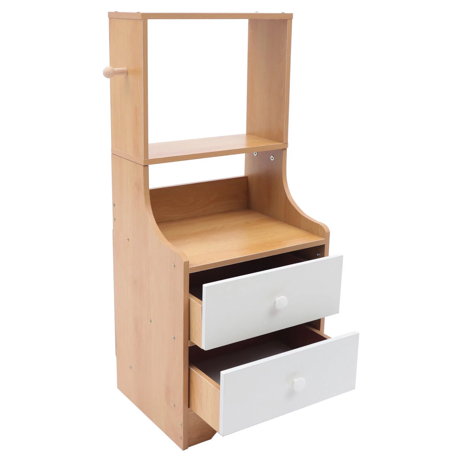 TFCFL Modern Tall Bedside Table Modern 2 IN 1 Nightstand with 2 Drawers+hat Hanging Hook