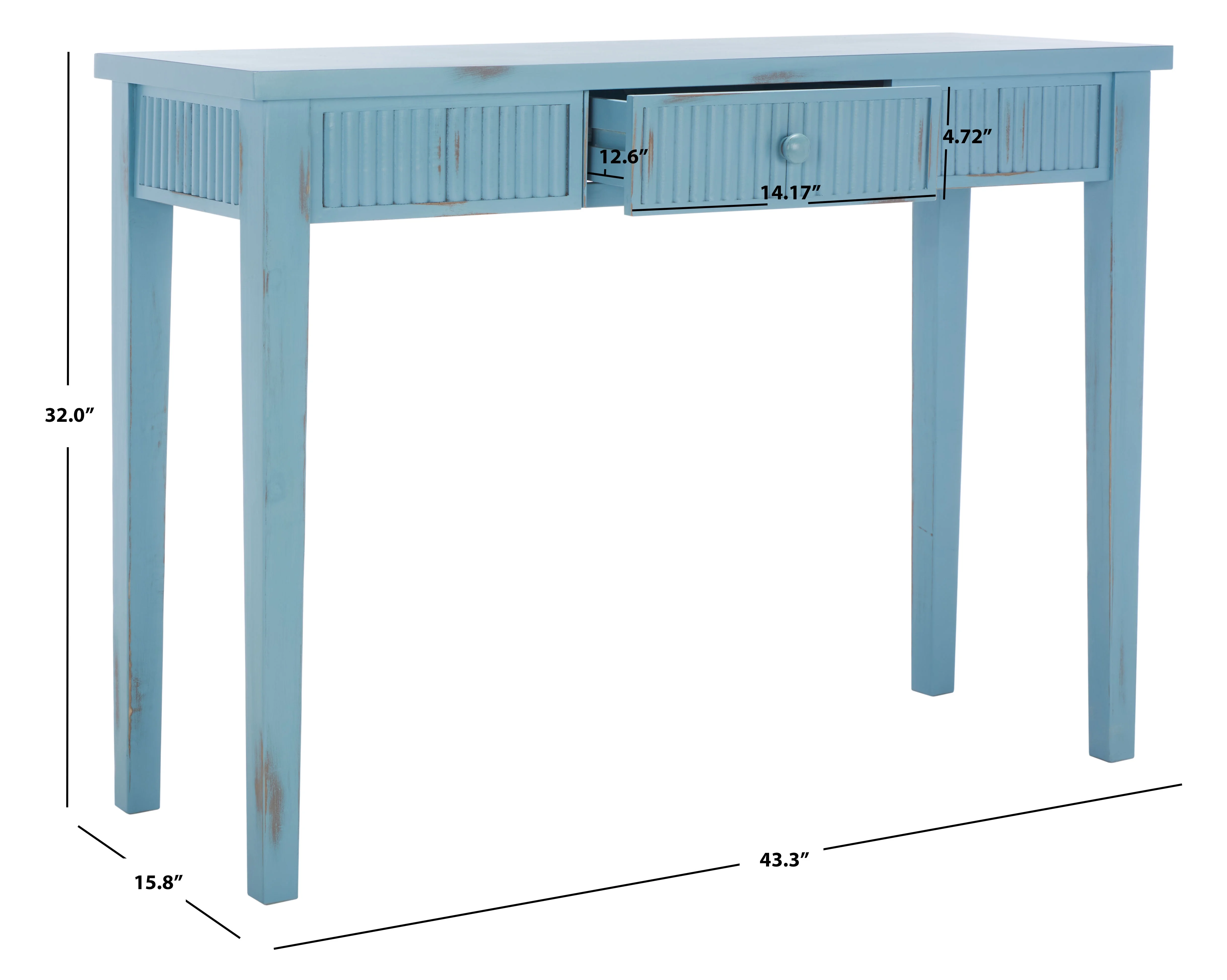 SAFAVIEH Beale Amish Blue Wood Console Table with Drawer (43.3 in. W x 15.8 in. D x 32 in. H)