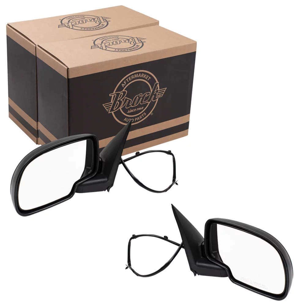 Brock Replacement Set Power Side Door Mirrors Heated Textured Cover Compatible with 2003-2006 Silverado Sierra 2007 Classic Pickup Truck